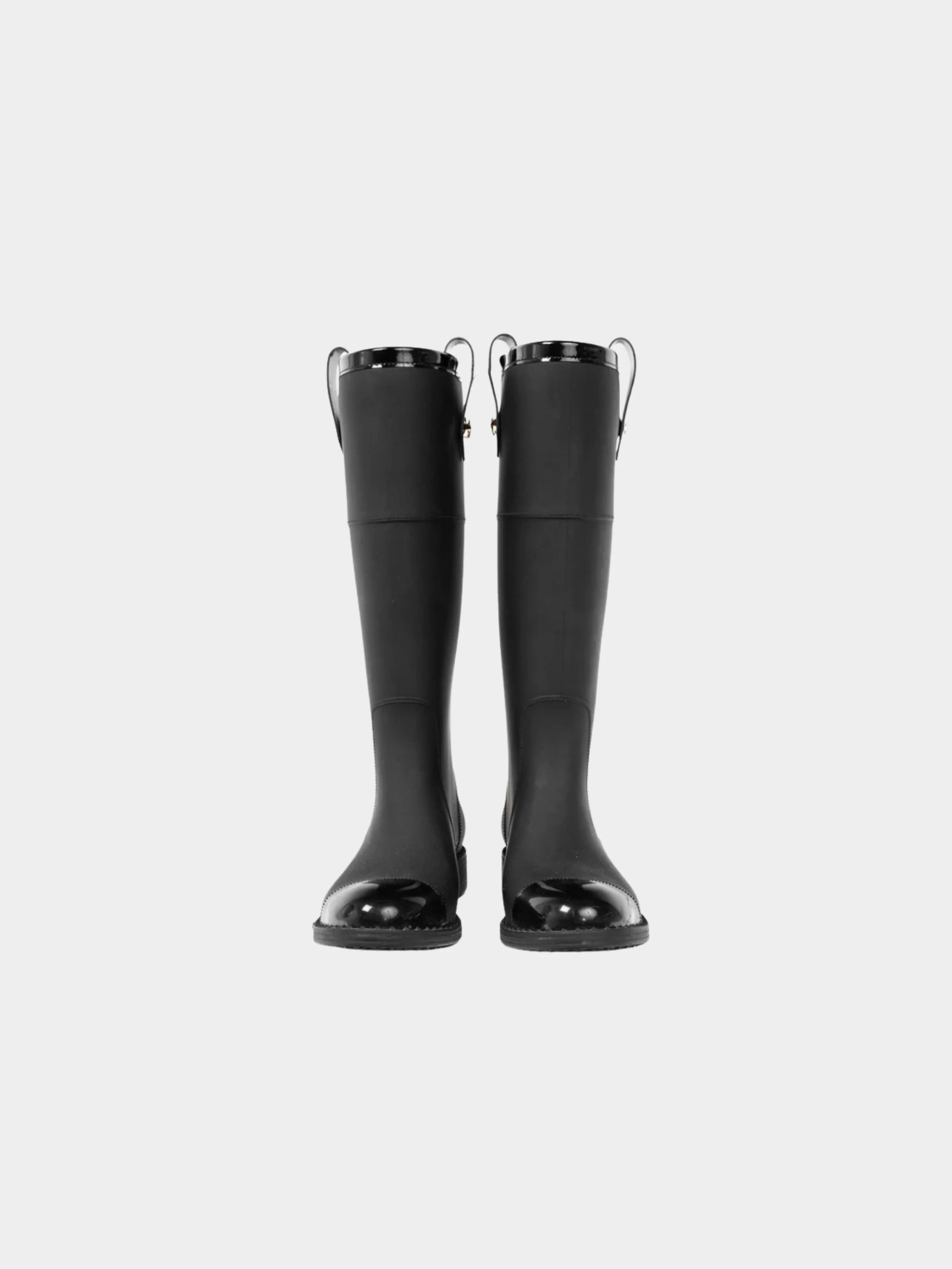 Jimmy Choo 2018 Edith Black Rubber Cap-Toe Rain Boots - Image 2