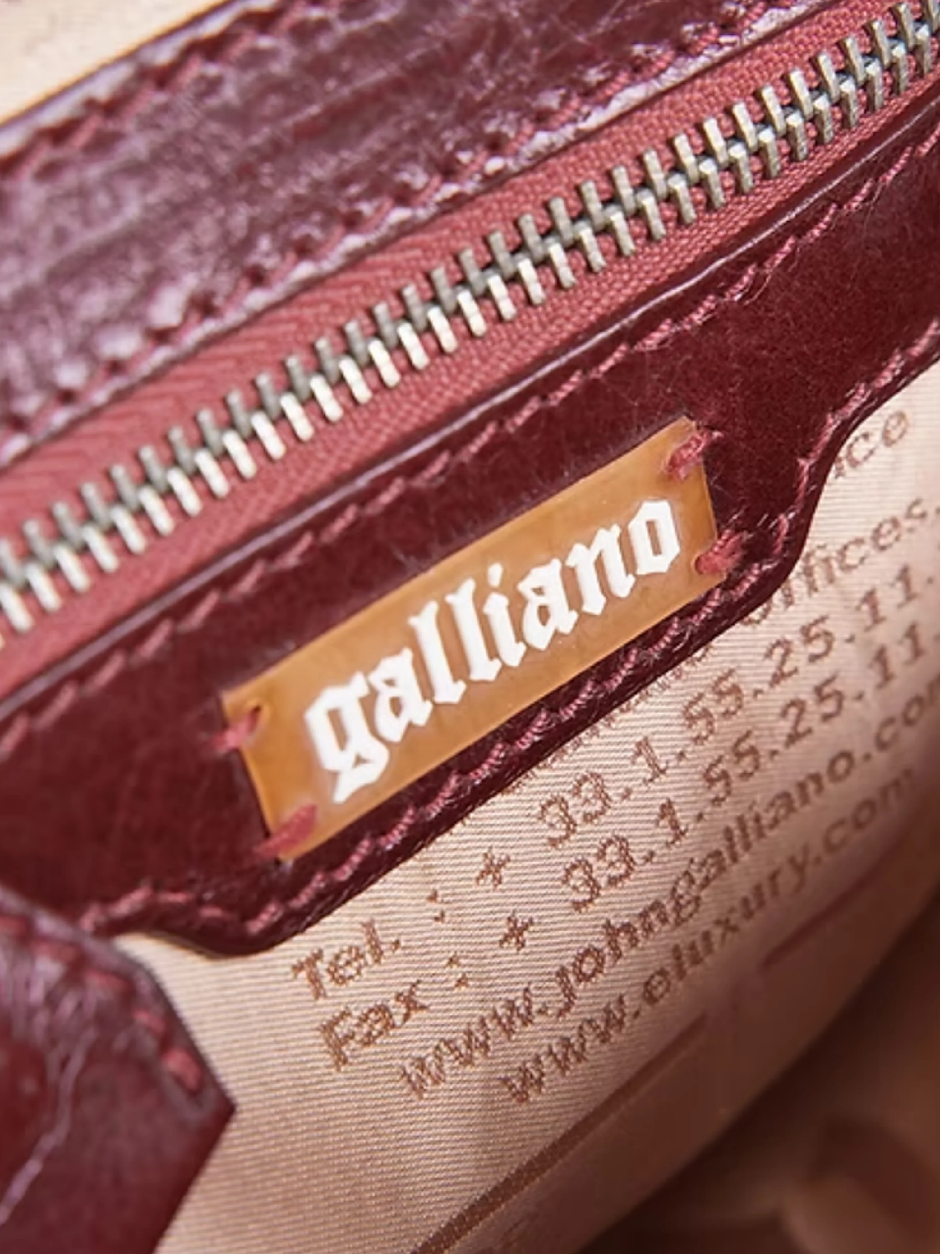 John Galliano 1990s Burgundy Mini Leather Bag - Image 6