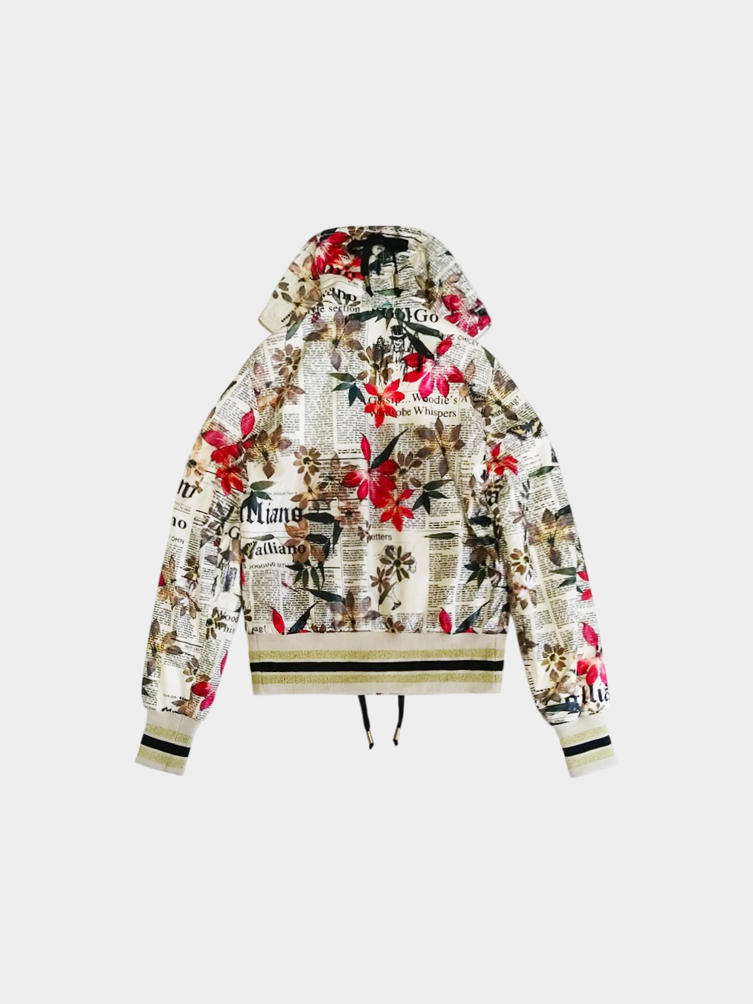 John Galliano 1990s Floral and Gazette Newspaper Print Jacket - Image 2