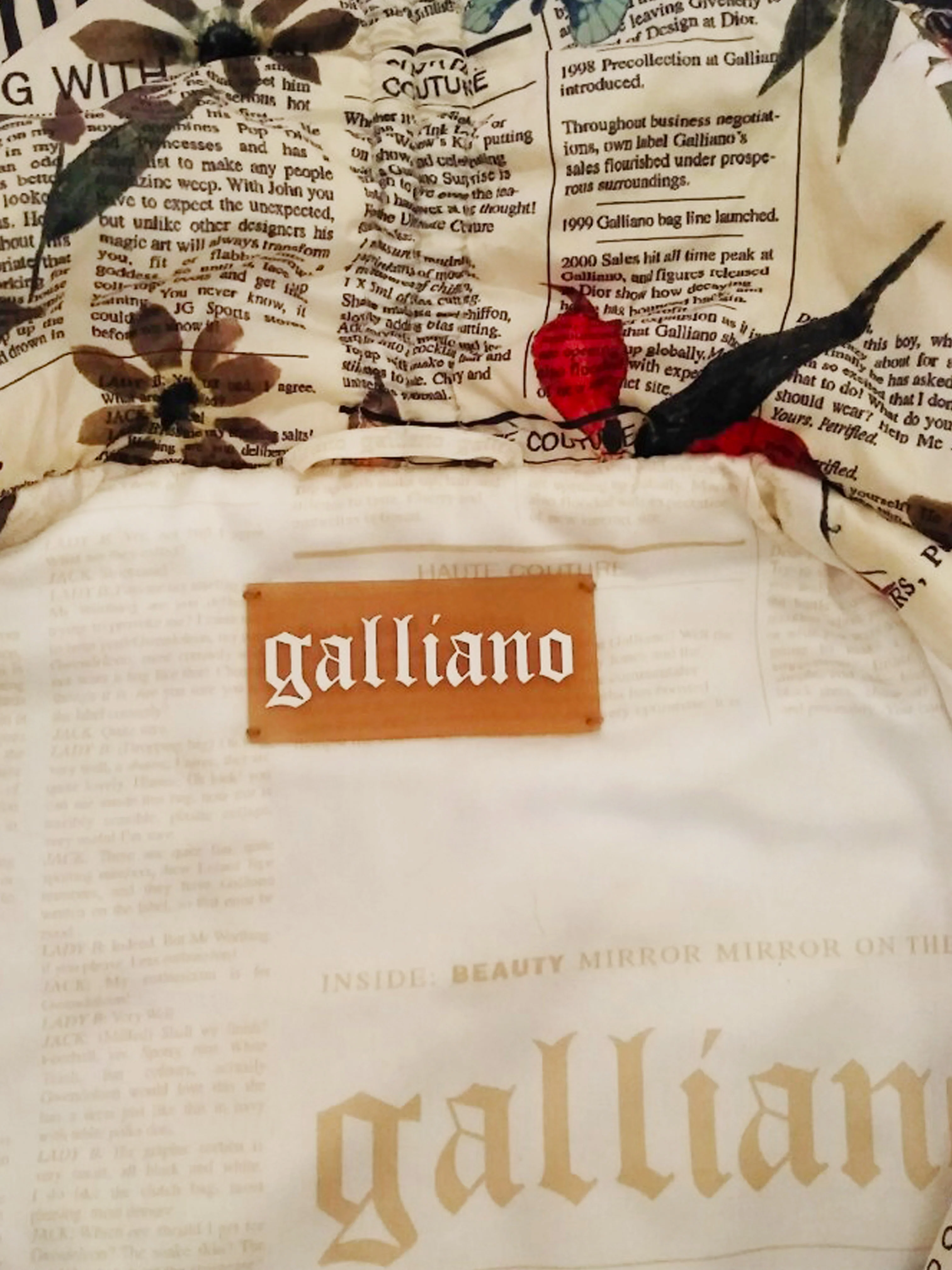 John Galliano 1990s Floral and Gazette Newspaper Print Jacket - Image 3