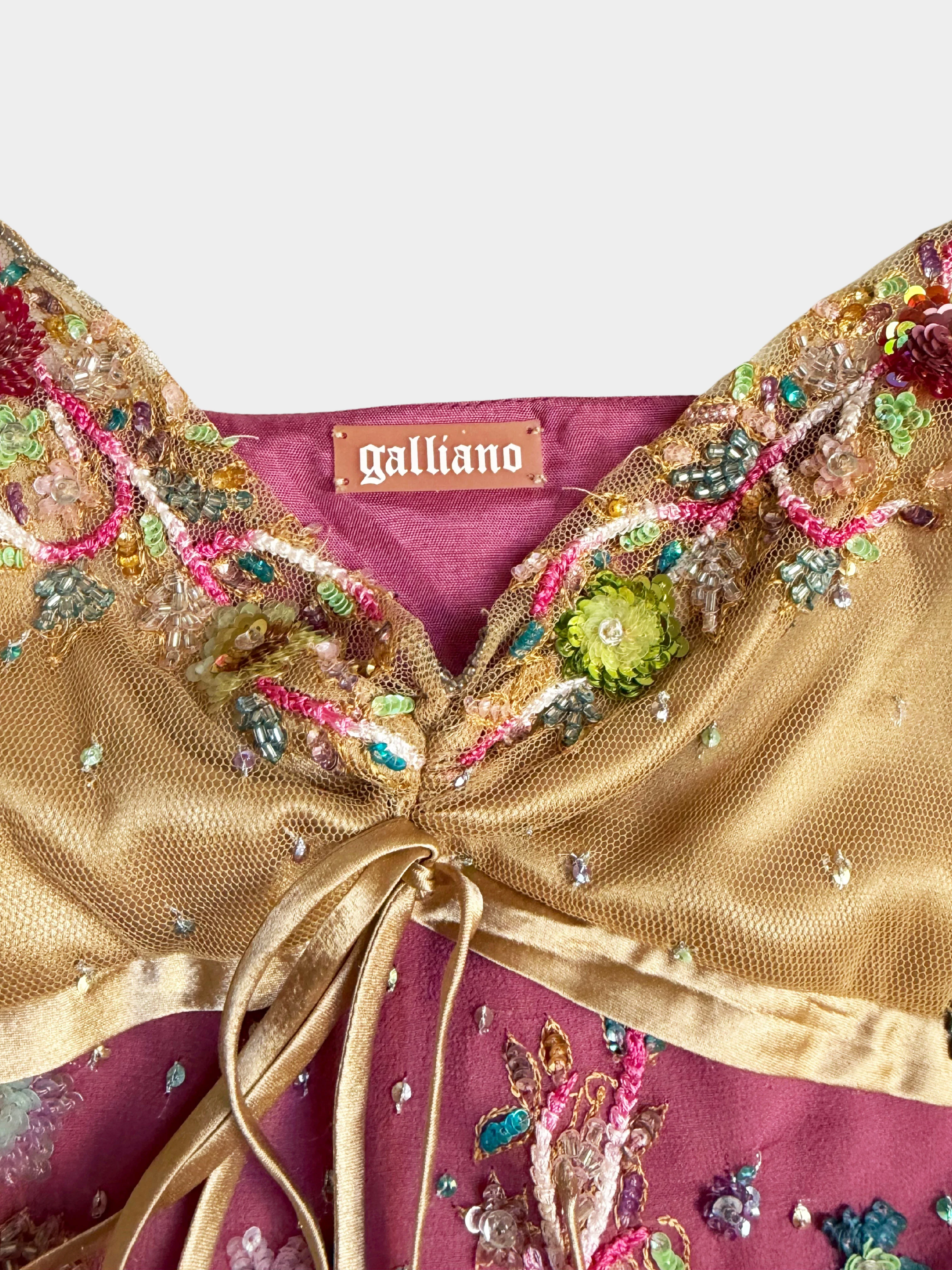 John Galliano 1990s Floral Beads and Sequins Mesh Top - Image 2
