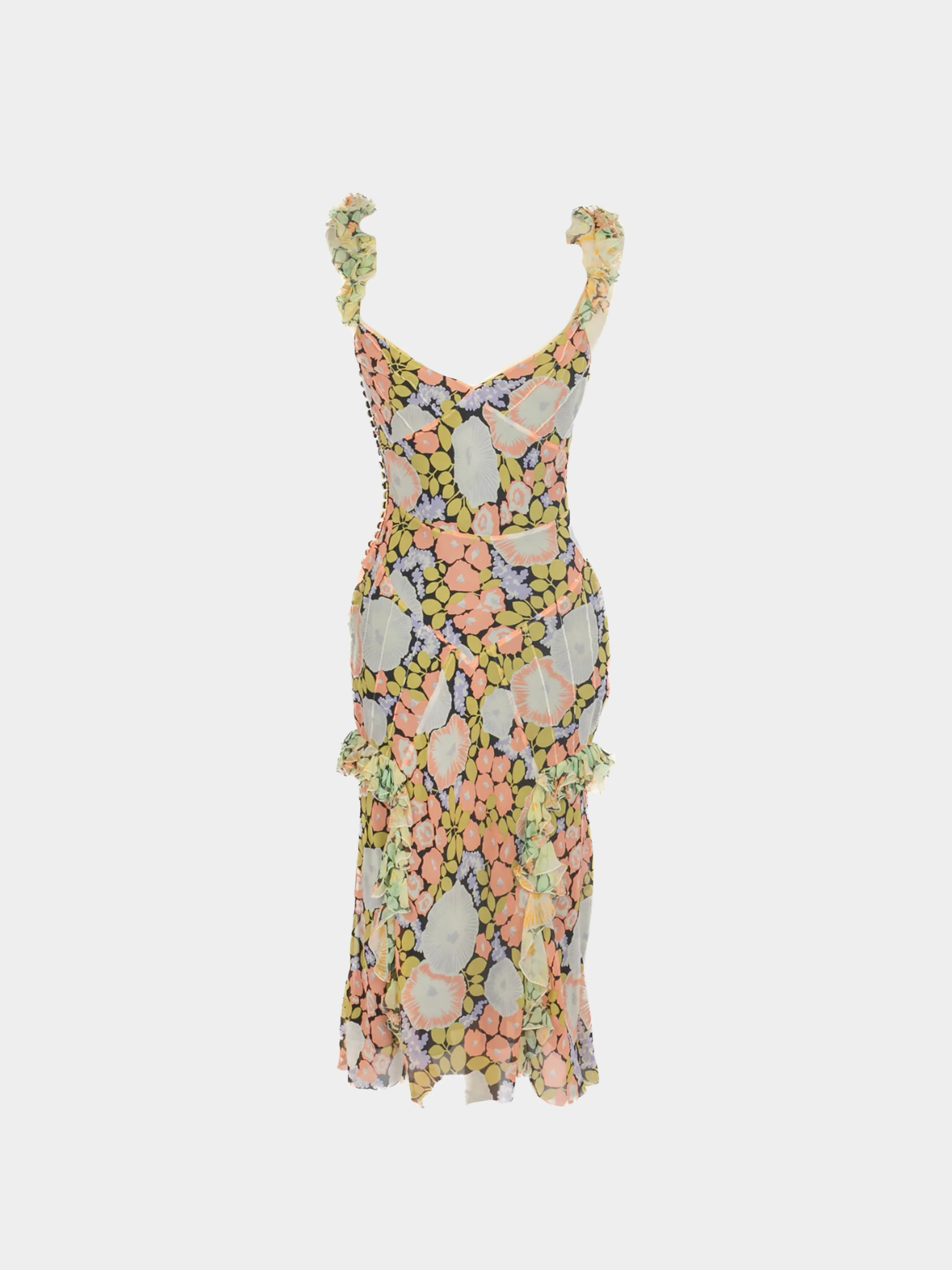 John Galliano 1990s Floral Multicoloured Silk Dress - Image 3