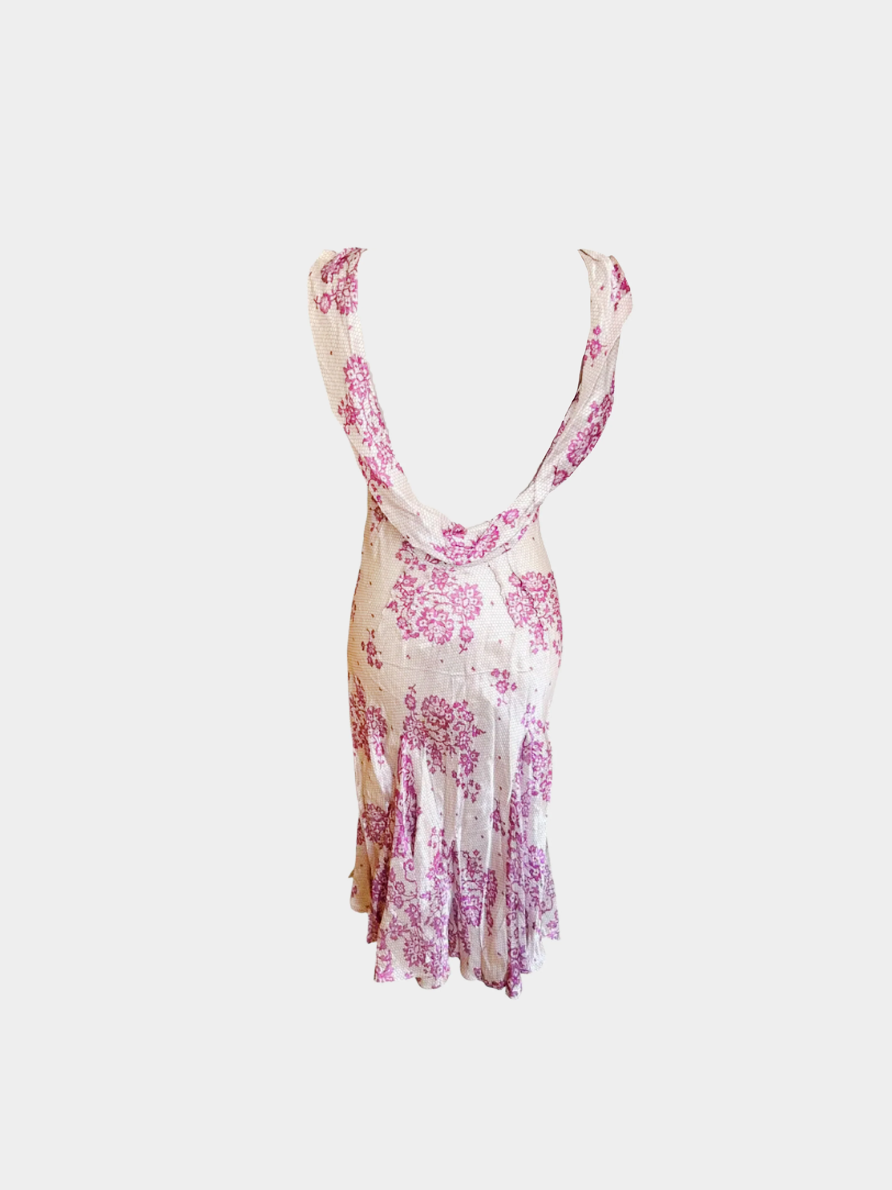 John Galliano 1990s Pink Floral Bias Cut Midi Dress - Image 2