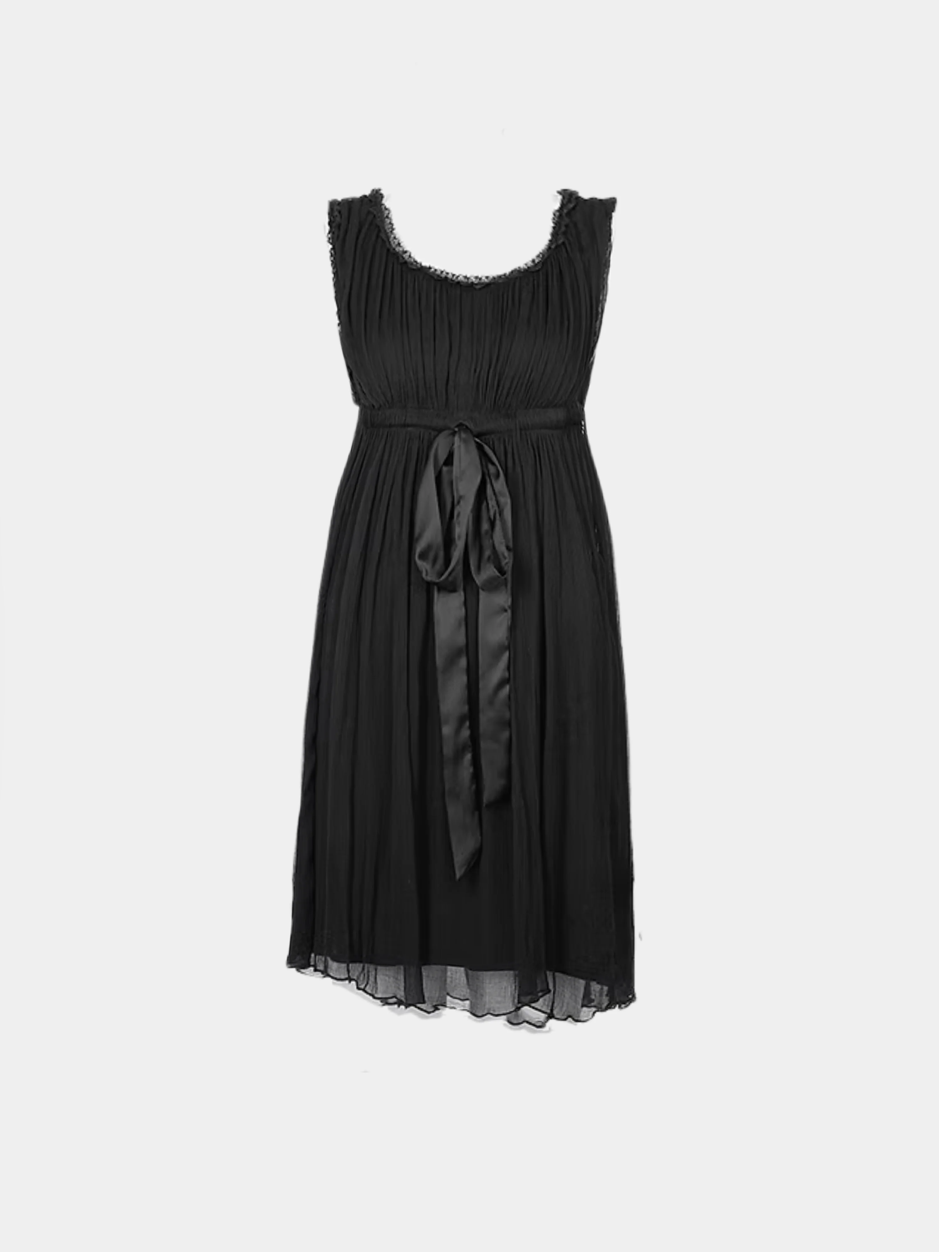 John Galliano 2000s Black Lace Trim Asymmetrical Babydoll Dress