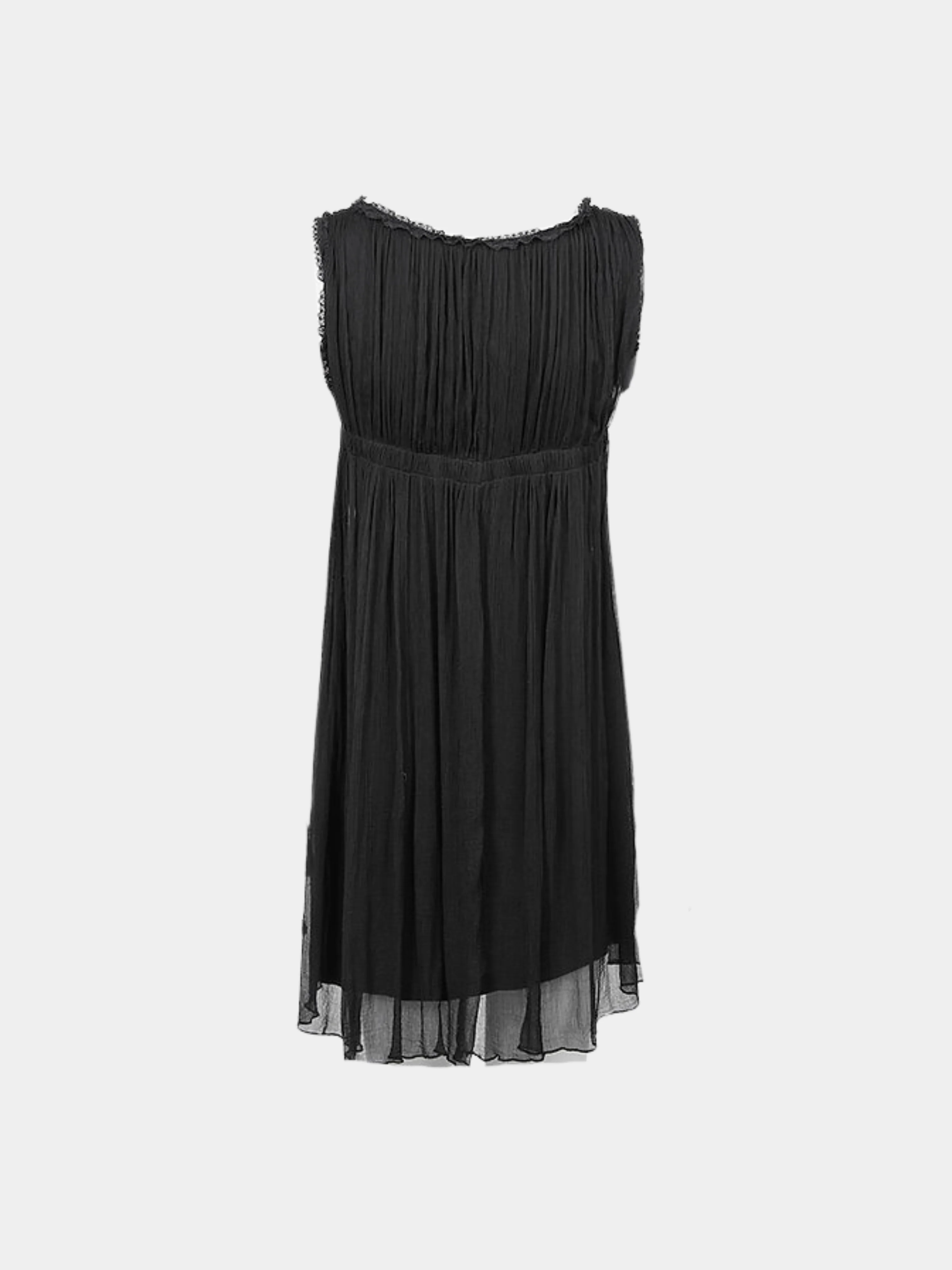John Galliano 2000s Black Lace Trim Asymmetrical Babydoll Dress - Image 2