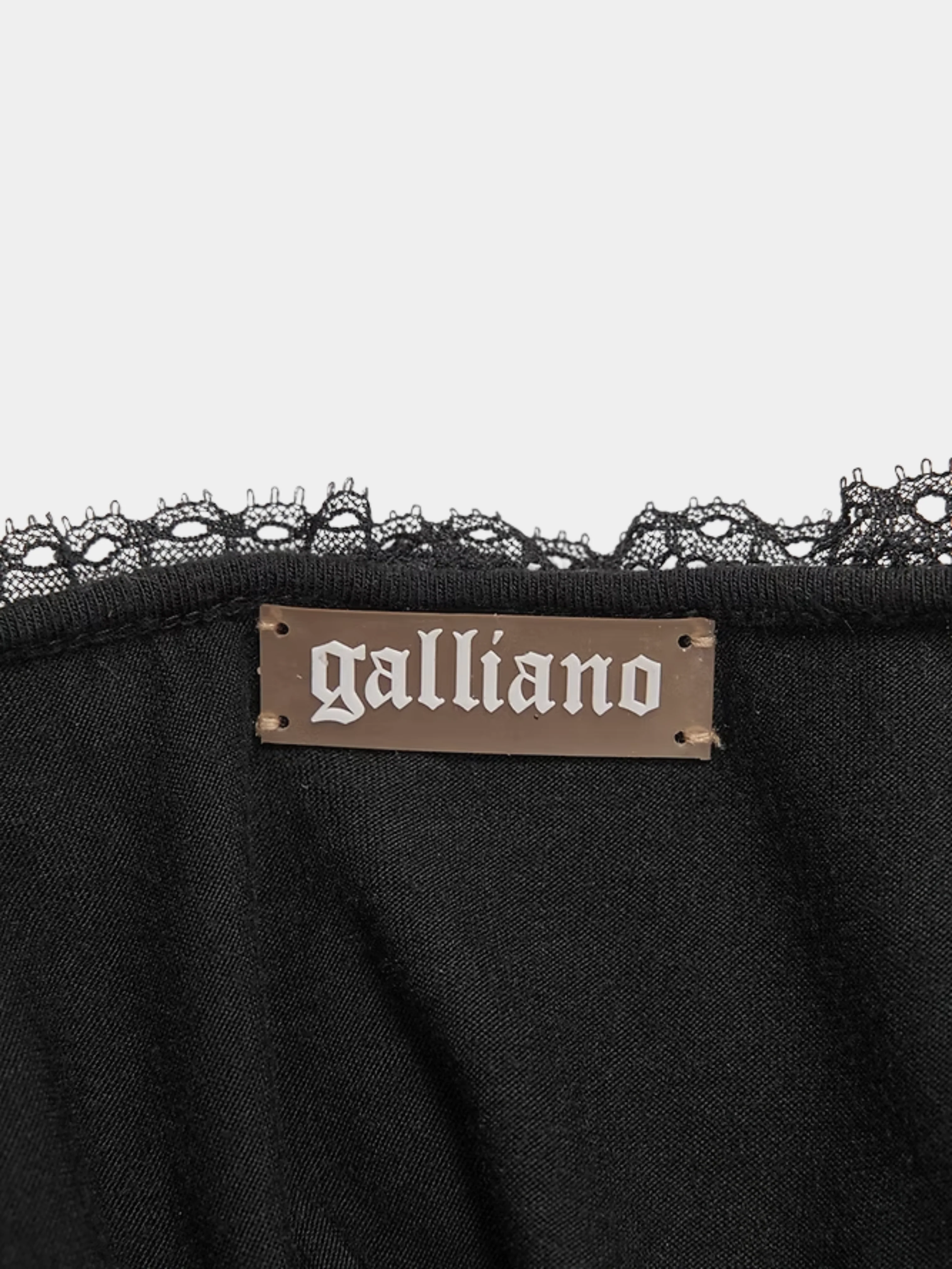 John Galliano 2000s Black Lace Trim Asymmetrical Babydoll Dress - Image 3