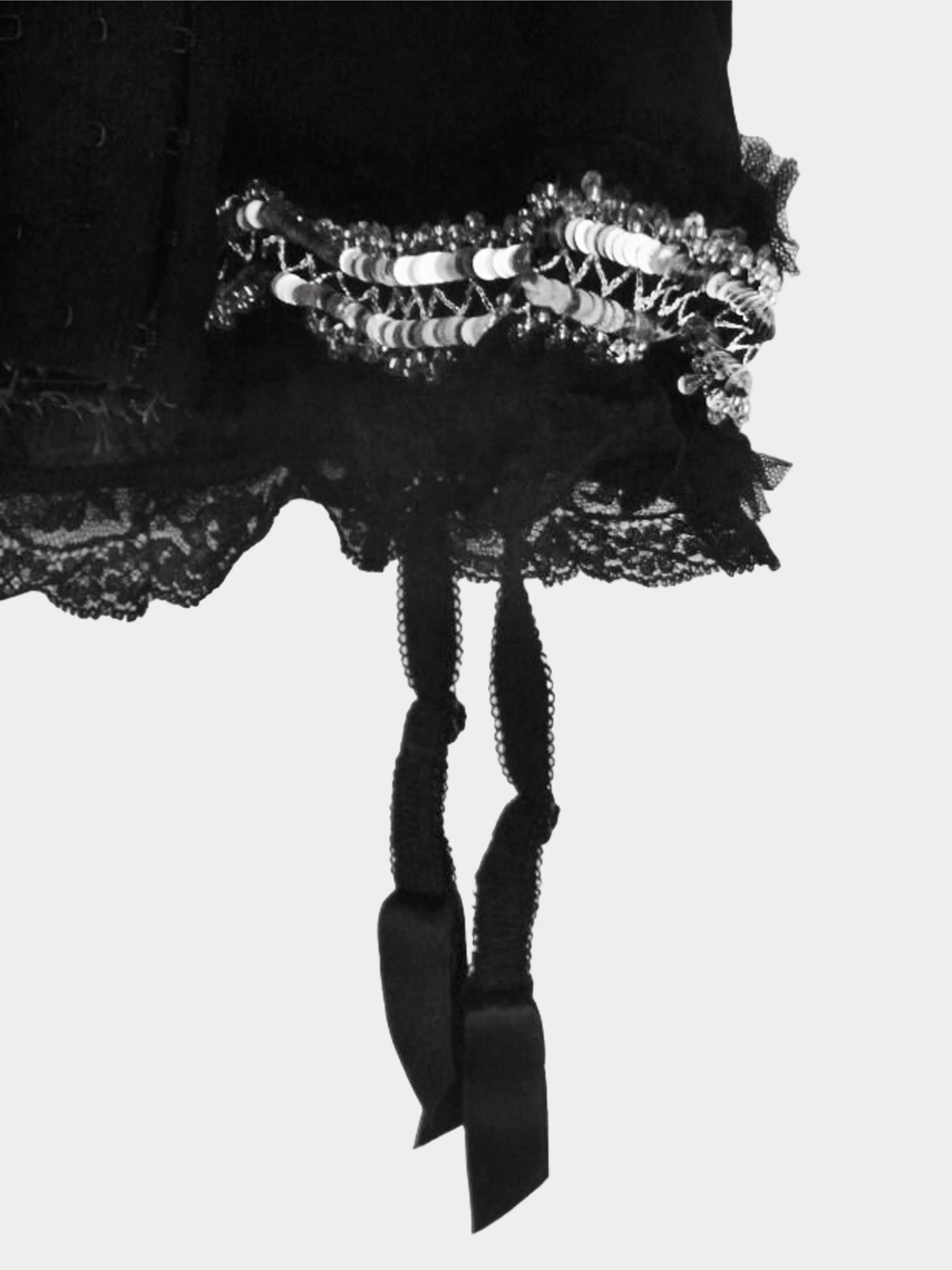 John Galliano 2000s Black Sequined Baby Doll Corset - Image 3