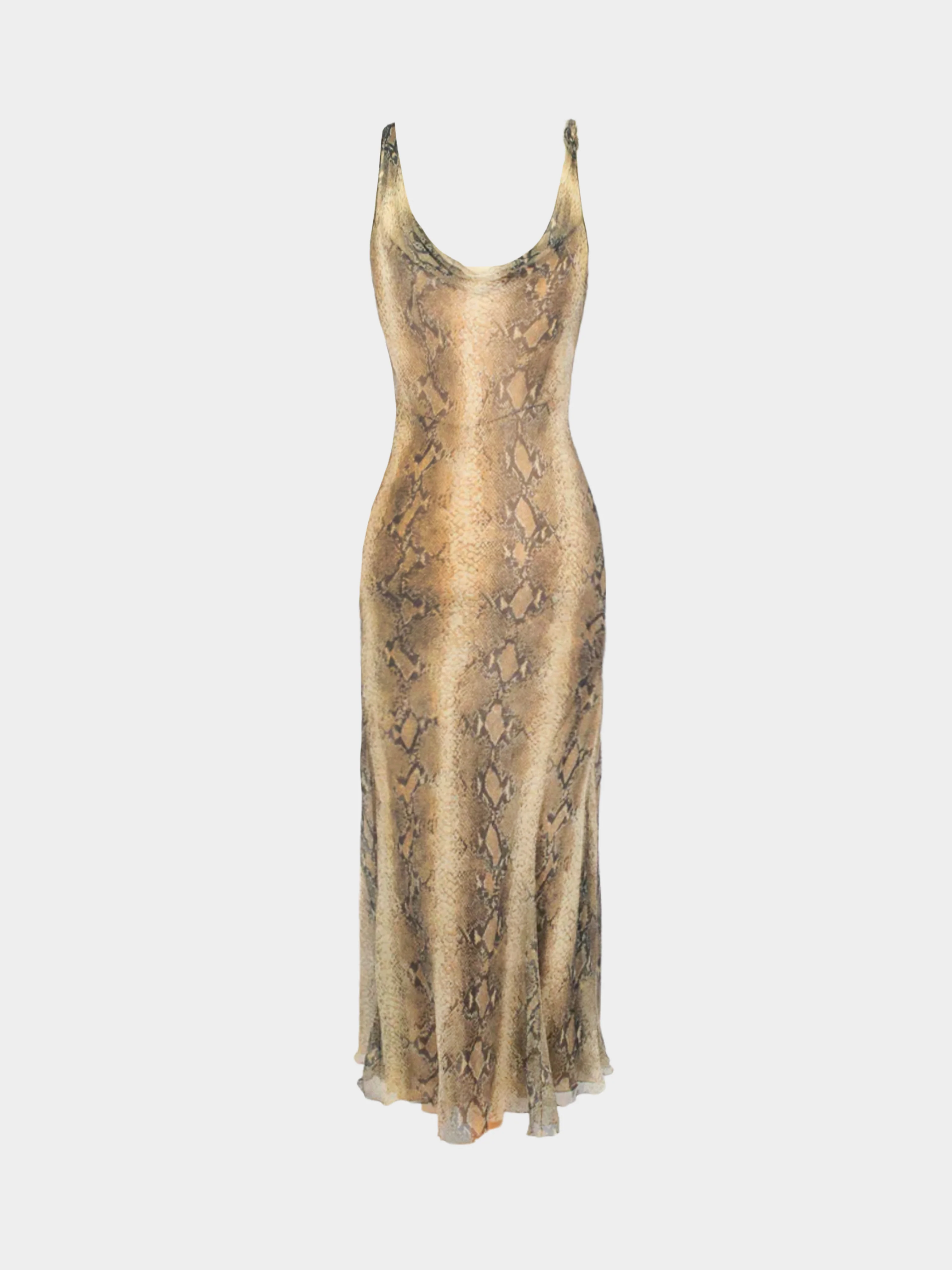 John Galliano 2000s Brown Python Printed Silk Maxi Dress - Image 2
