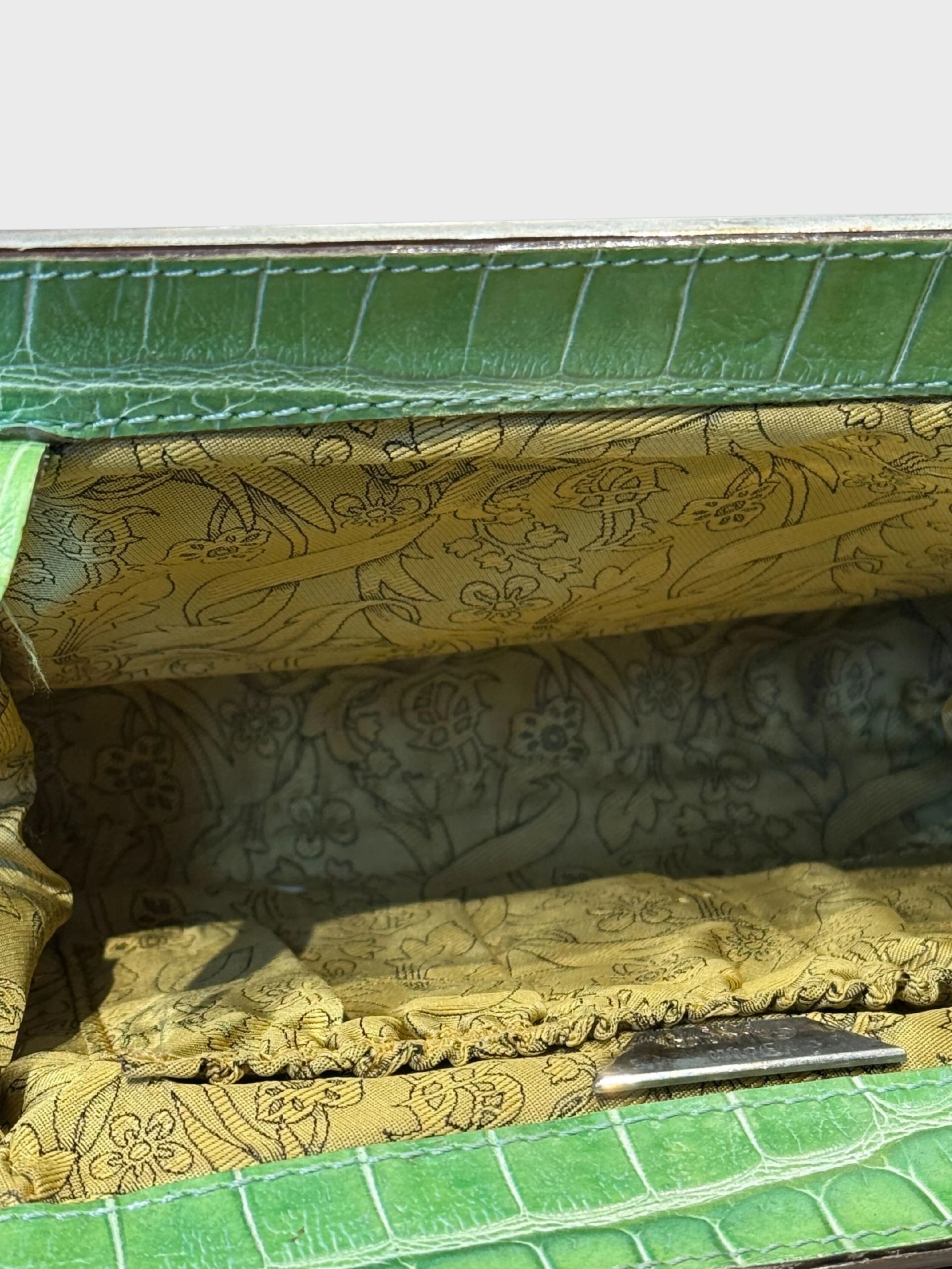 John Galliano 2000s Green Embossed Leather Frame Bag - Image 4