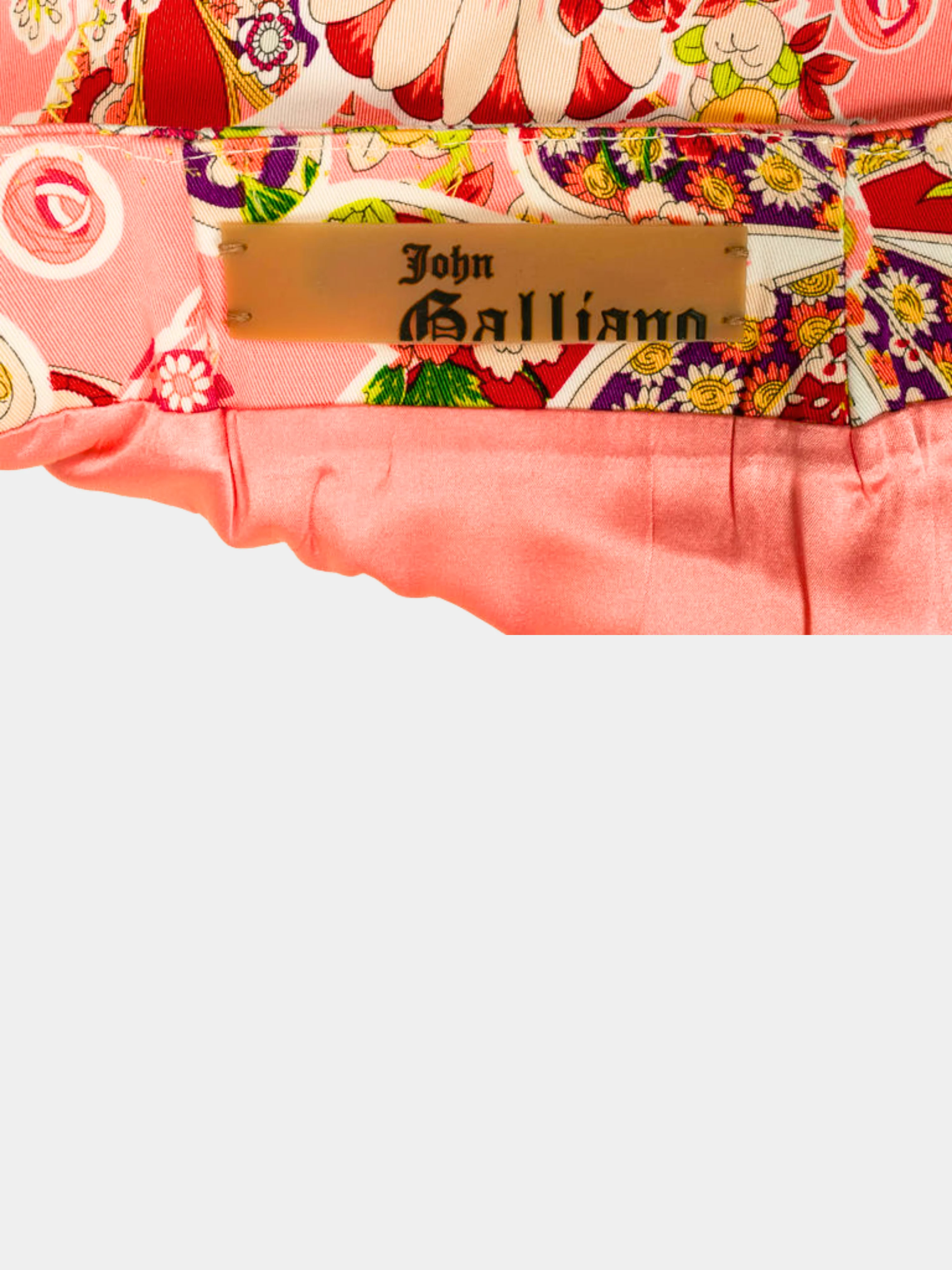 John Galliano 2000s Pink Floral Peplum Midi Skirt - Image 2