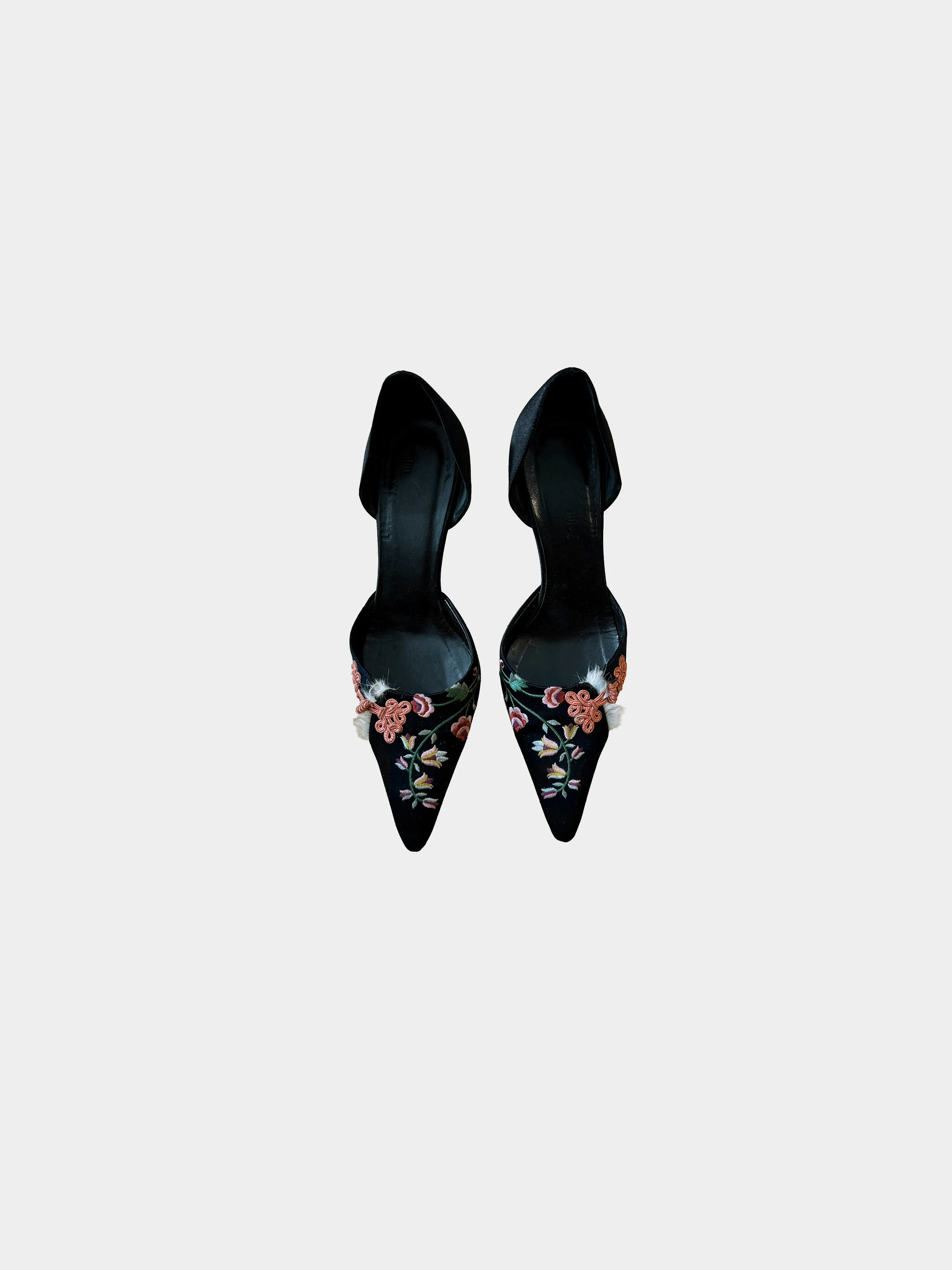 John Galliano AW 2002 Satin Floral Embroidered Heels - Image 2