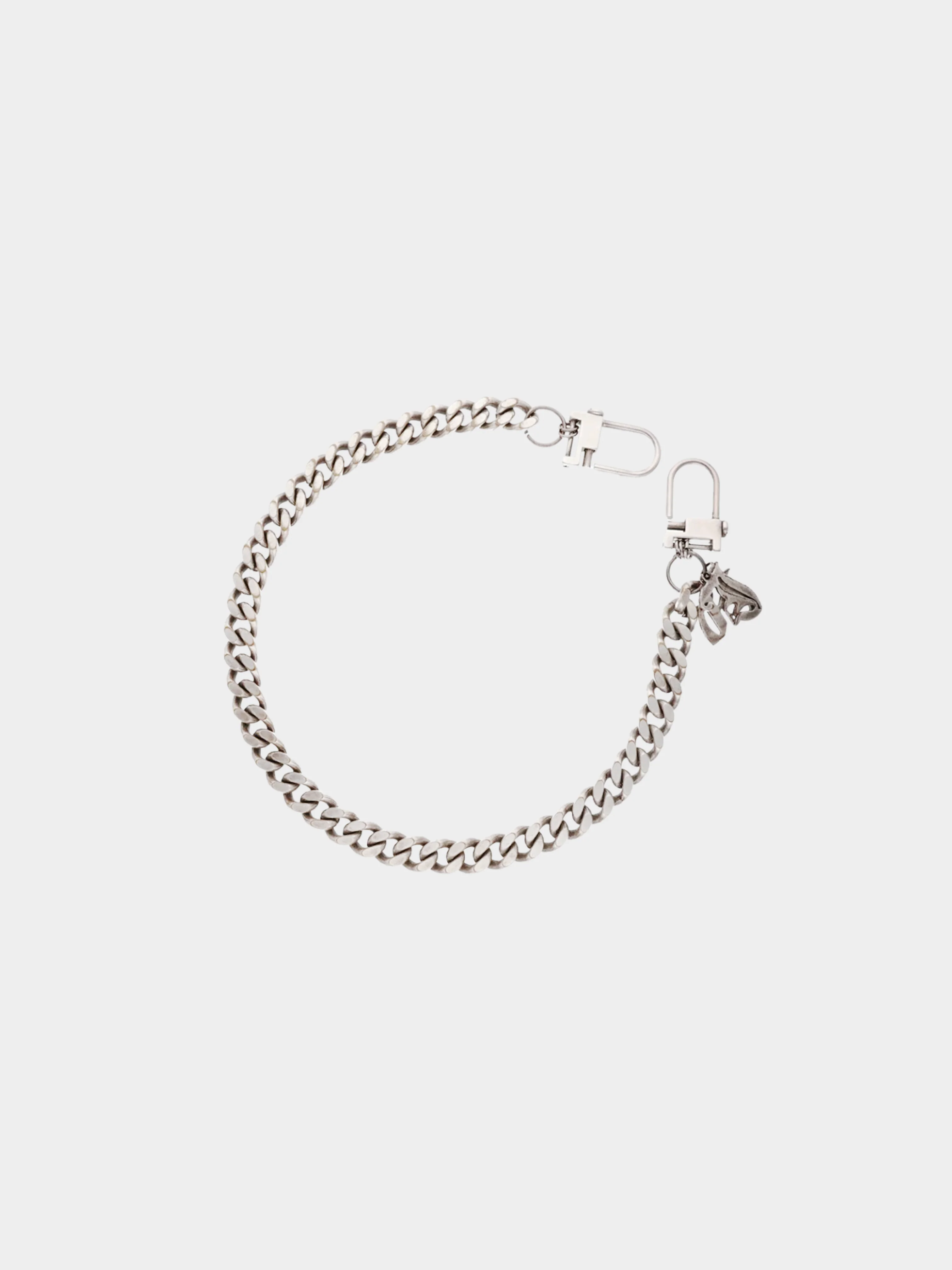 John Galliano 2000s Silver Logo Charm Chainlink Necklace