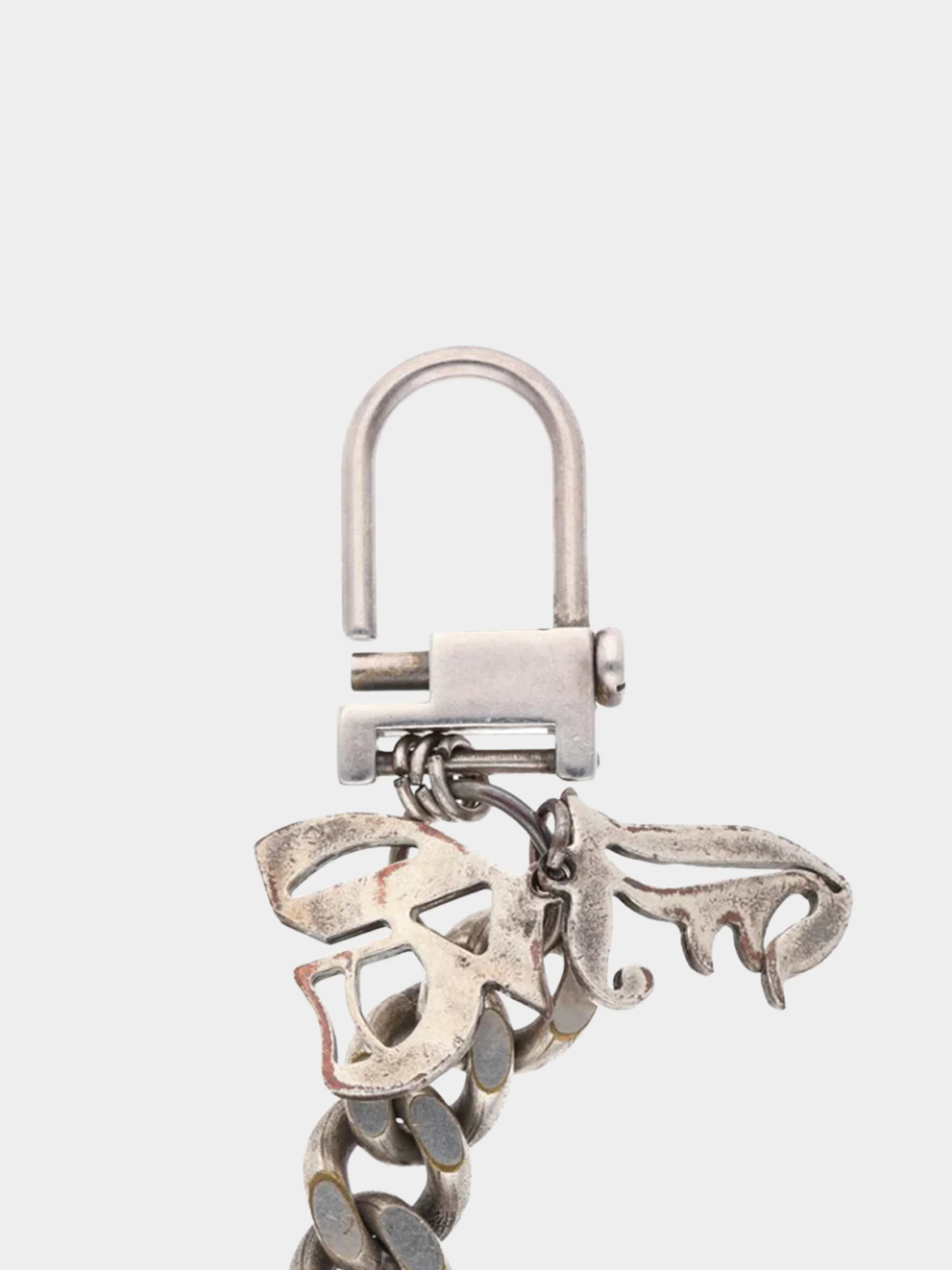 John Galliano 2000s Silver Logo Charm Chainlink Necklace - Image 2
