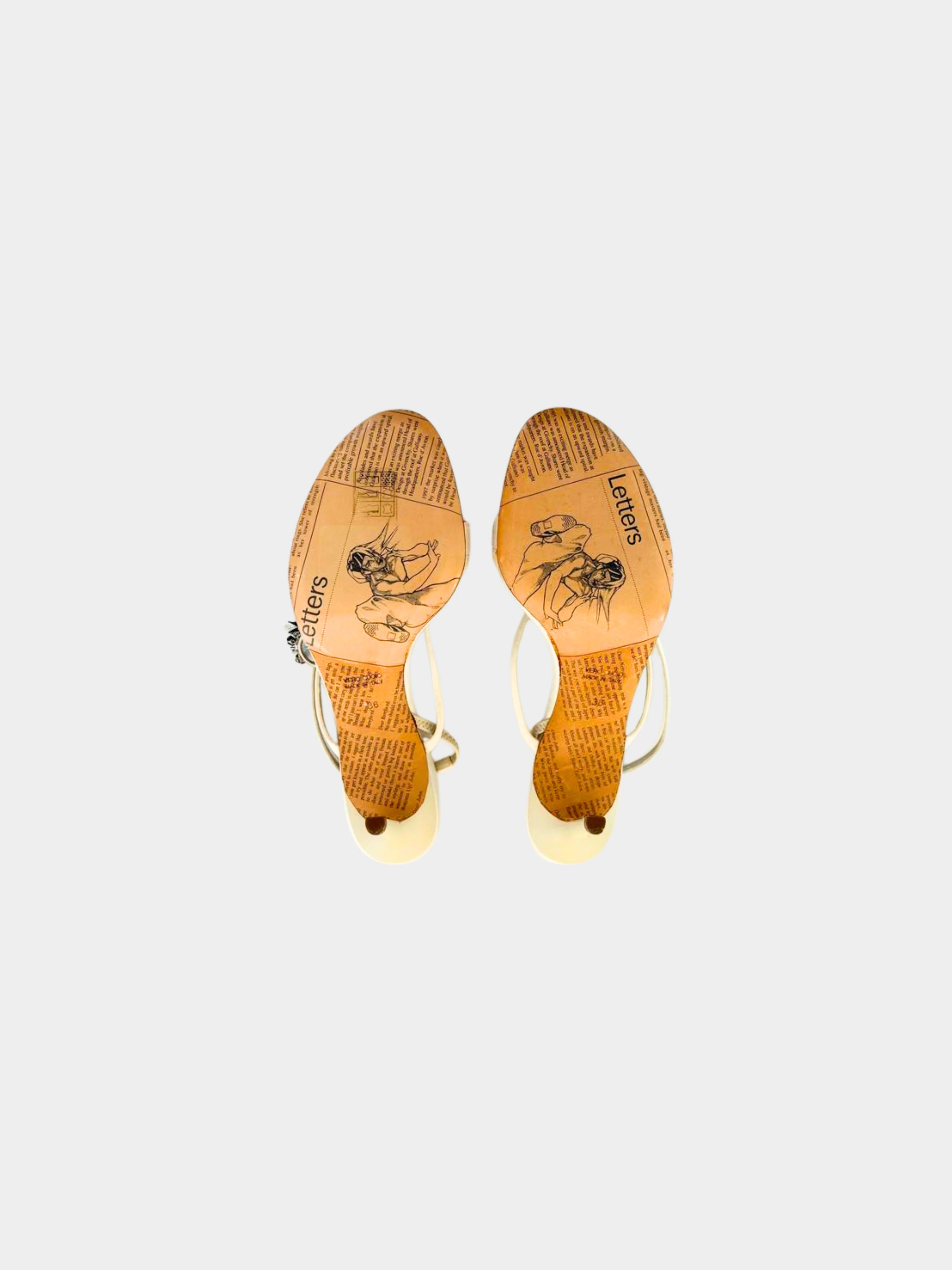 John Galliano 2000s White Leather Charm Gazette Heels - Image 5