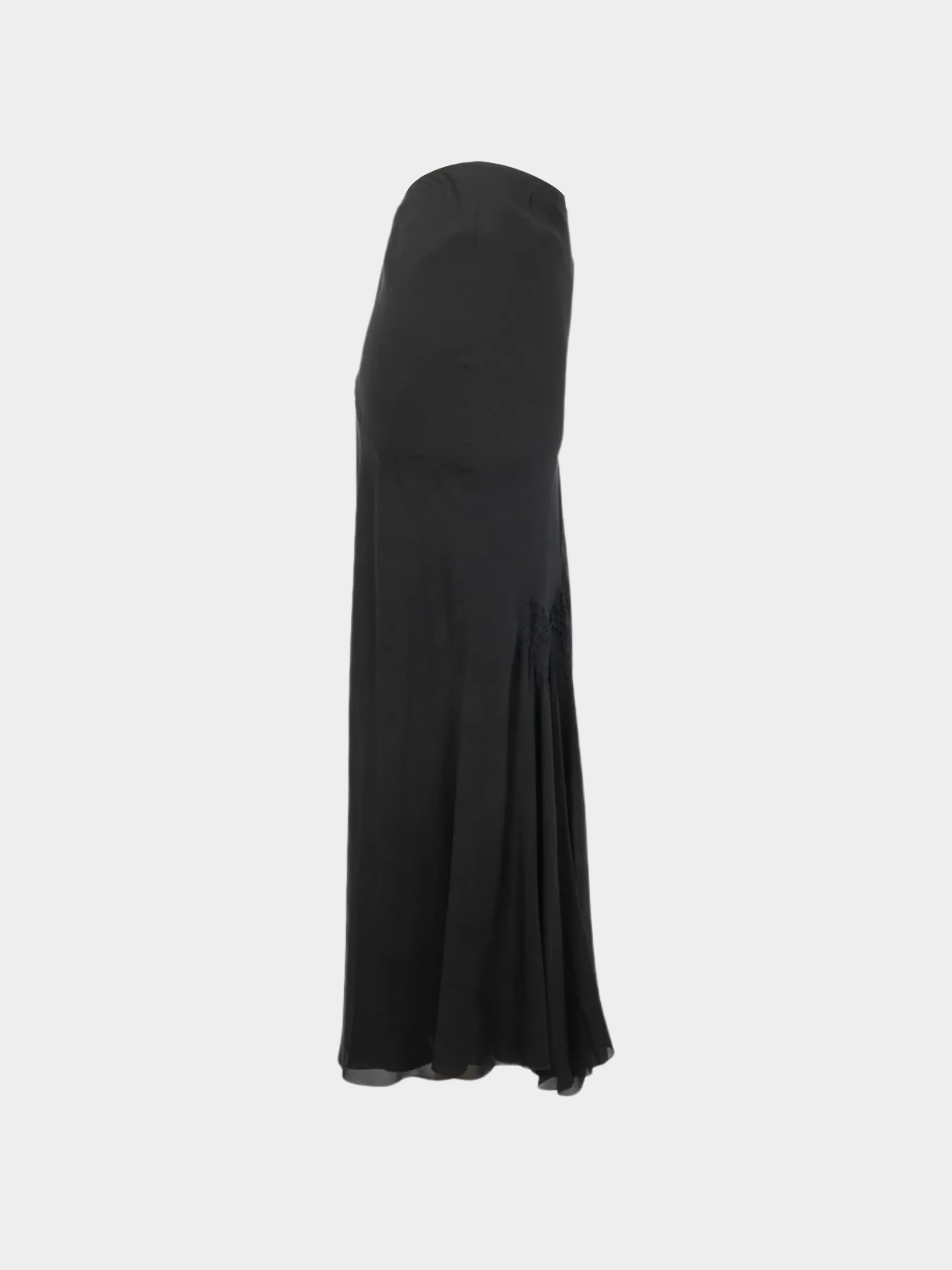 John Galliano 2005 Black Silk Maxi Skirt - Image 3