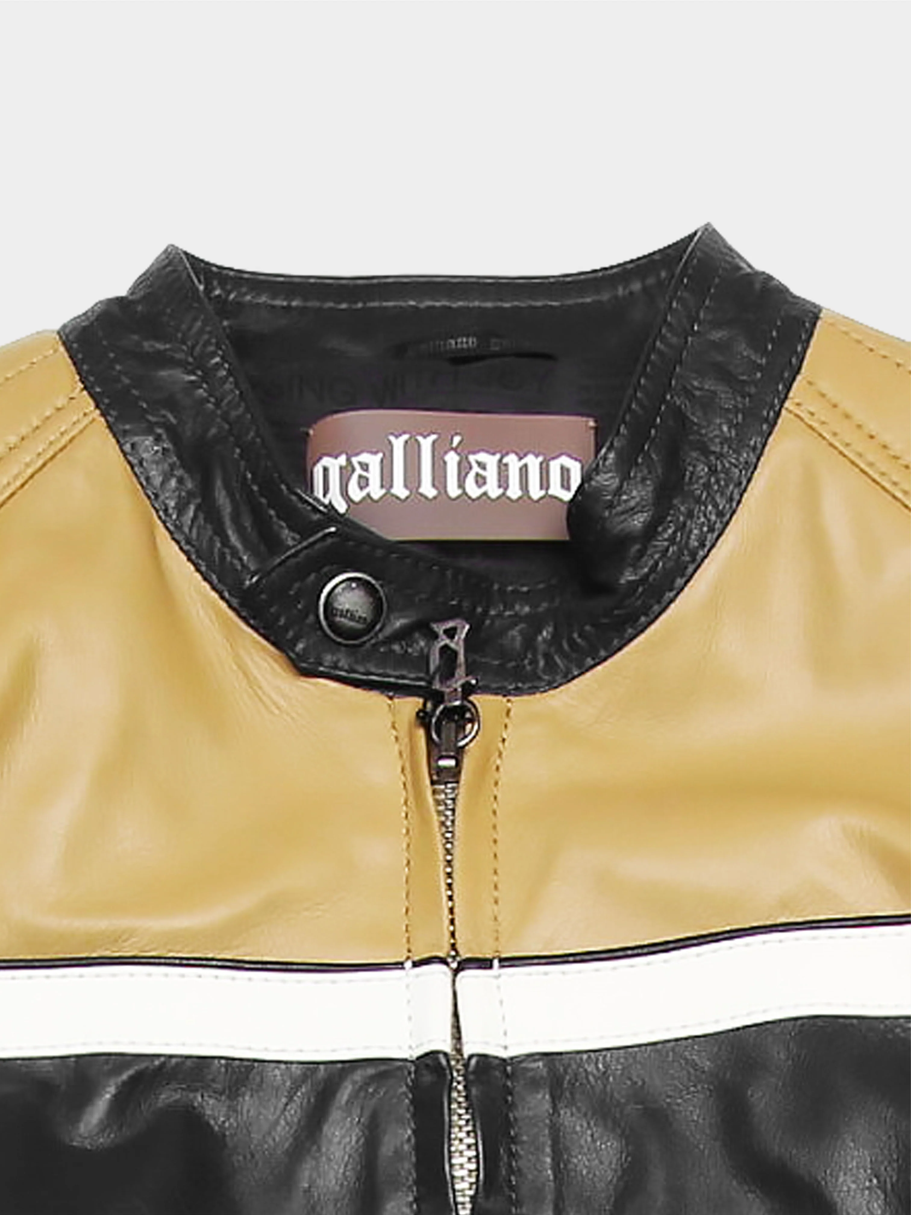 John Galliano 2000s Tri-color Rider Leather Jacket - Image 2