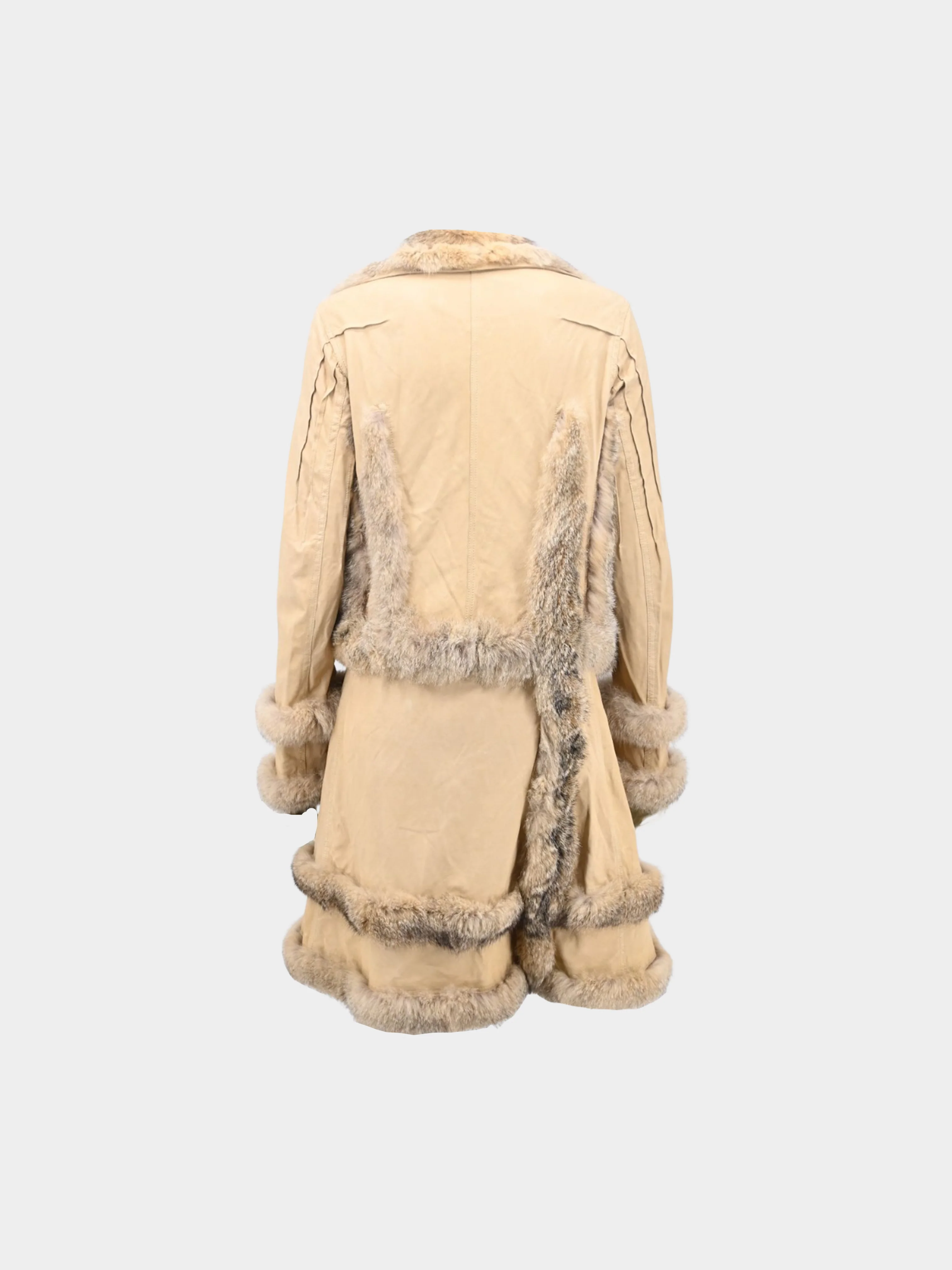 John Galliano AW 2006-2007 Beige Lambskin Leather Coat Dress - Image 2