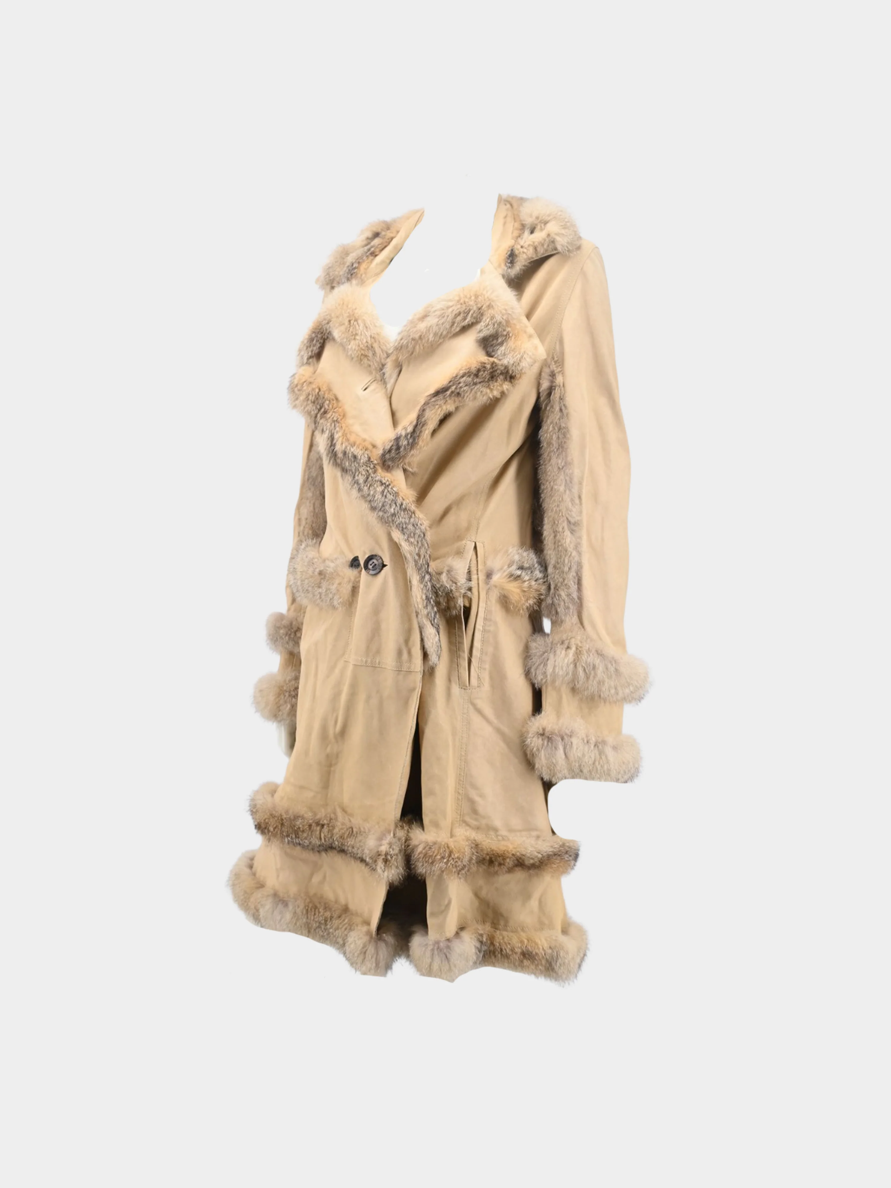 John Galliano AW 2006-2007 Beige Lambskin Leather Coat Dress - Image 3