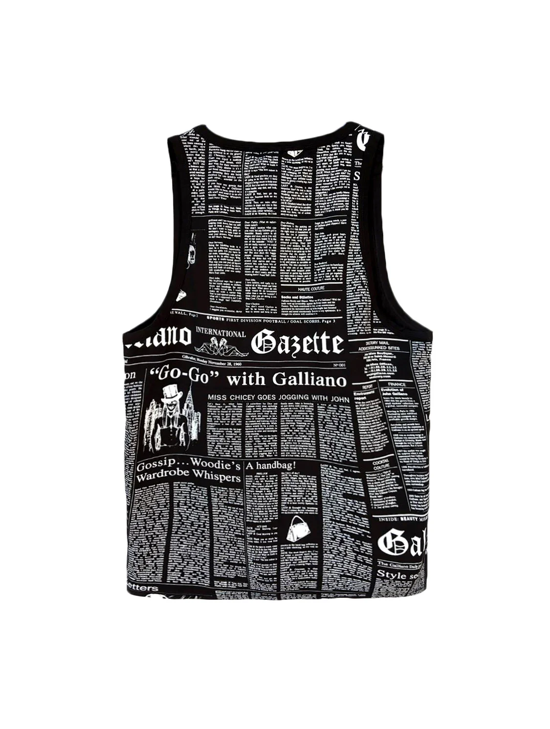 John Galliano 2000s Black Gazette Tank Top - Image 2