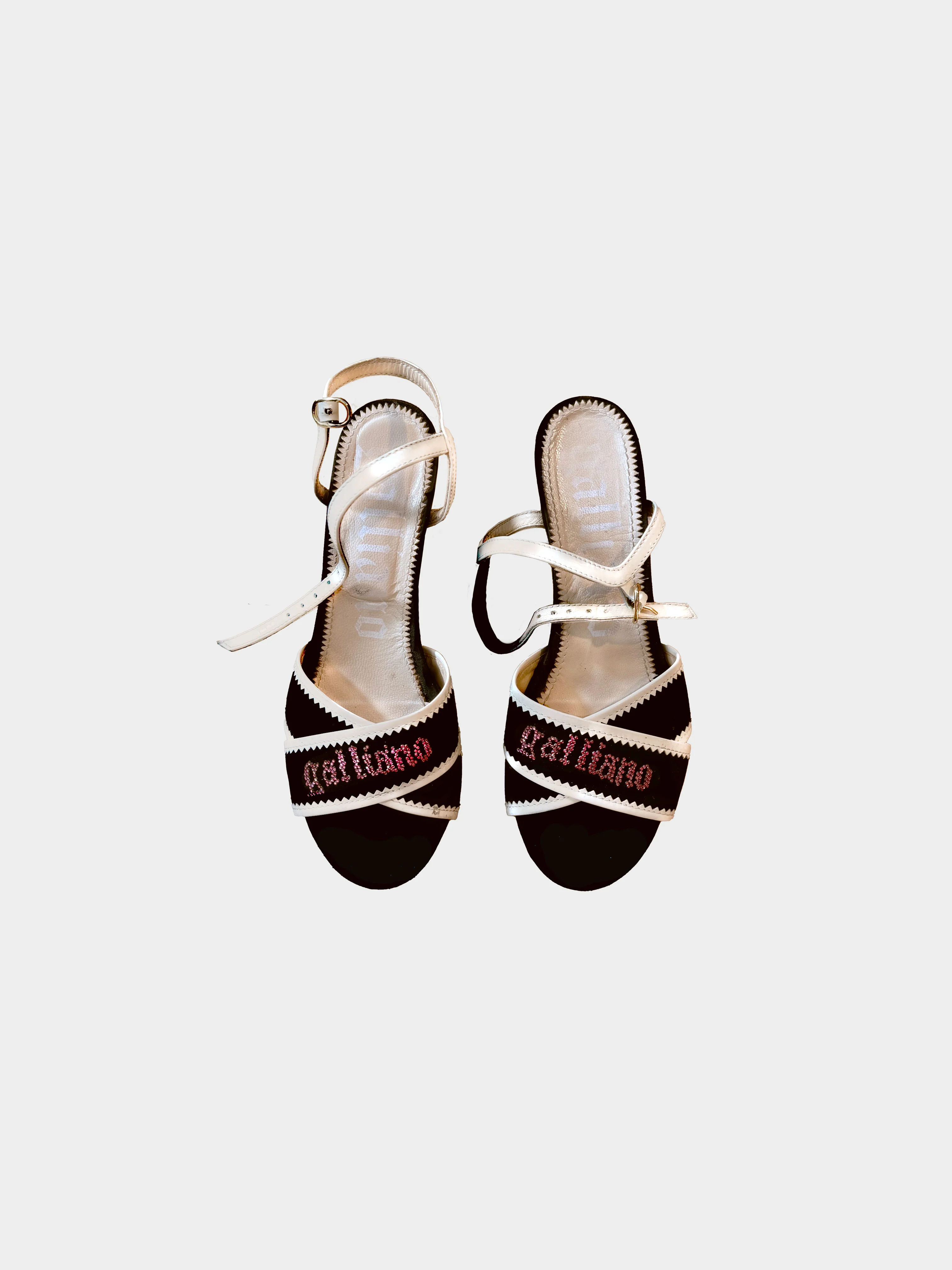John Galliano Early 2000s Embellished Strappy Wedge Sandals - Image 2