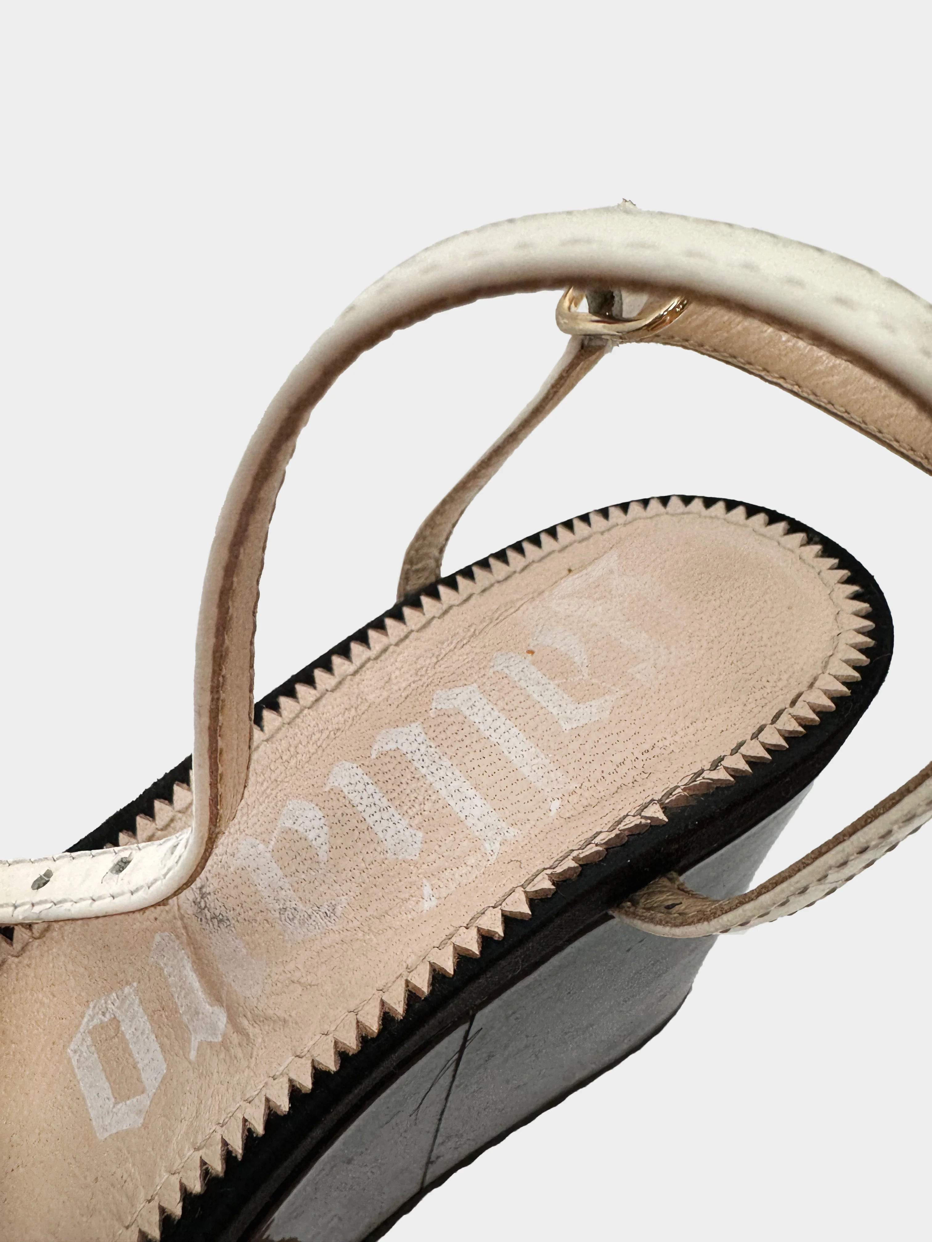 John Galliano Early 2000s Embellished Strappy Wedge Sandals - Image 3