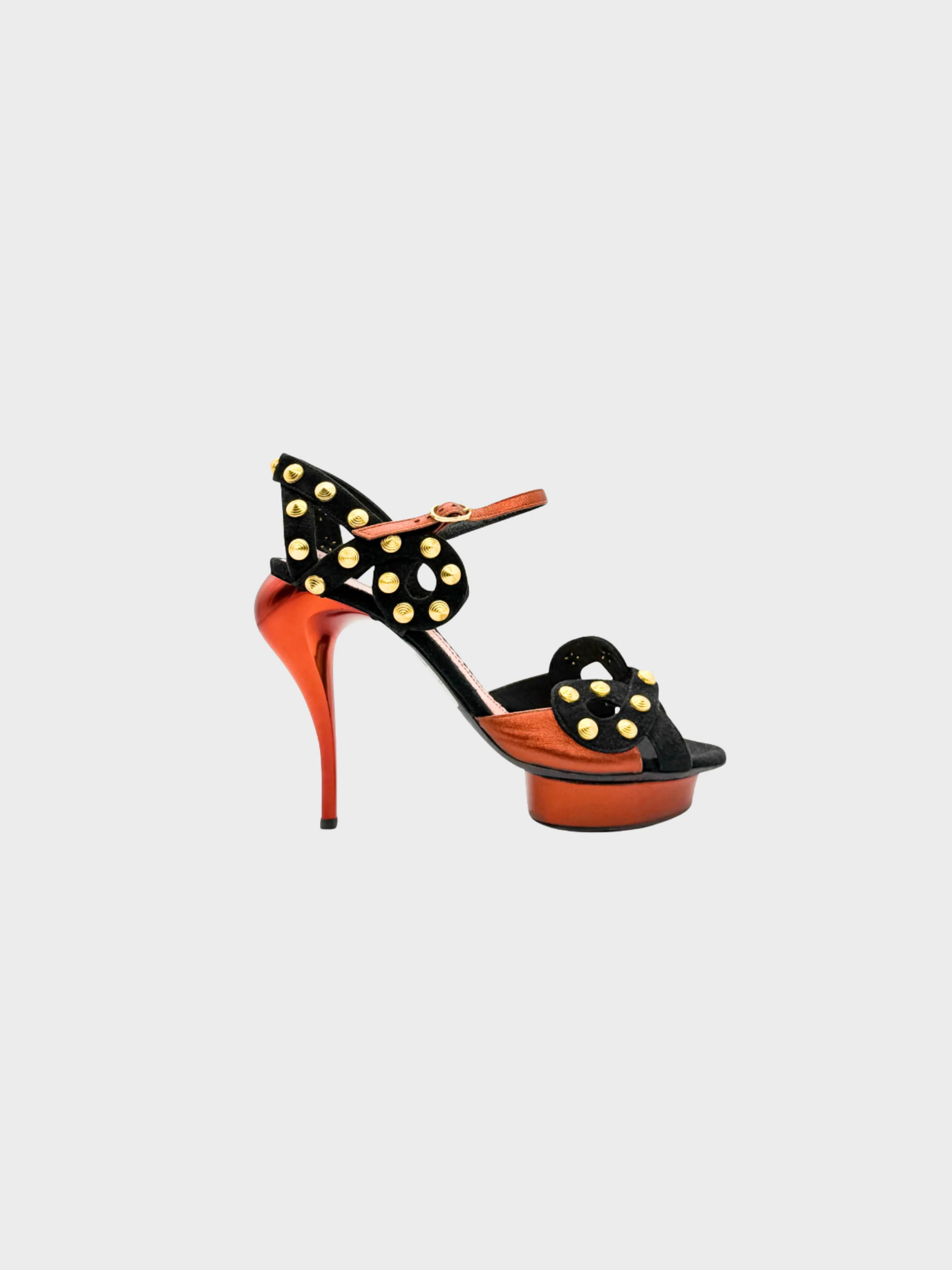 John Galliano FW 2008 Studded Black and Brown Copper Sandals