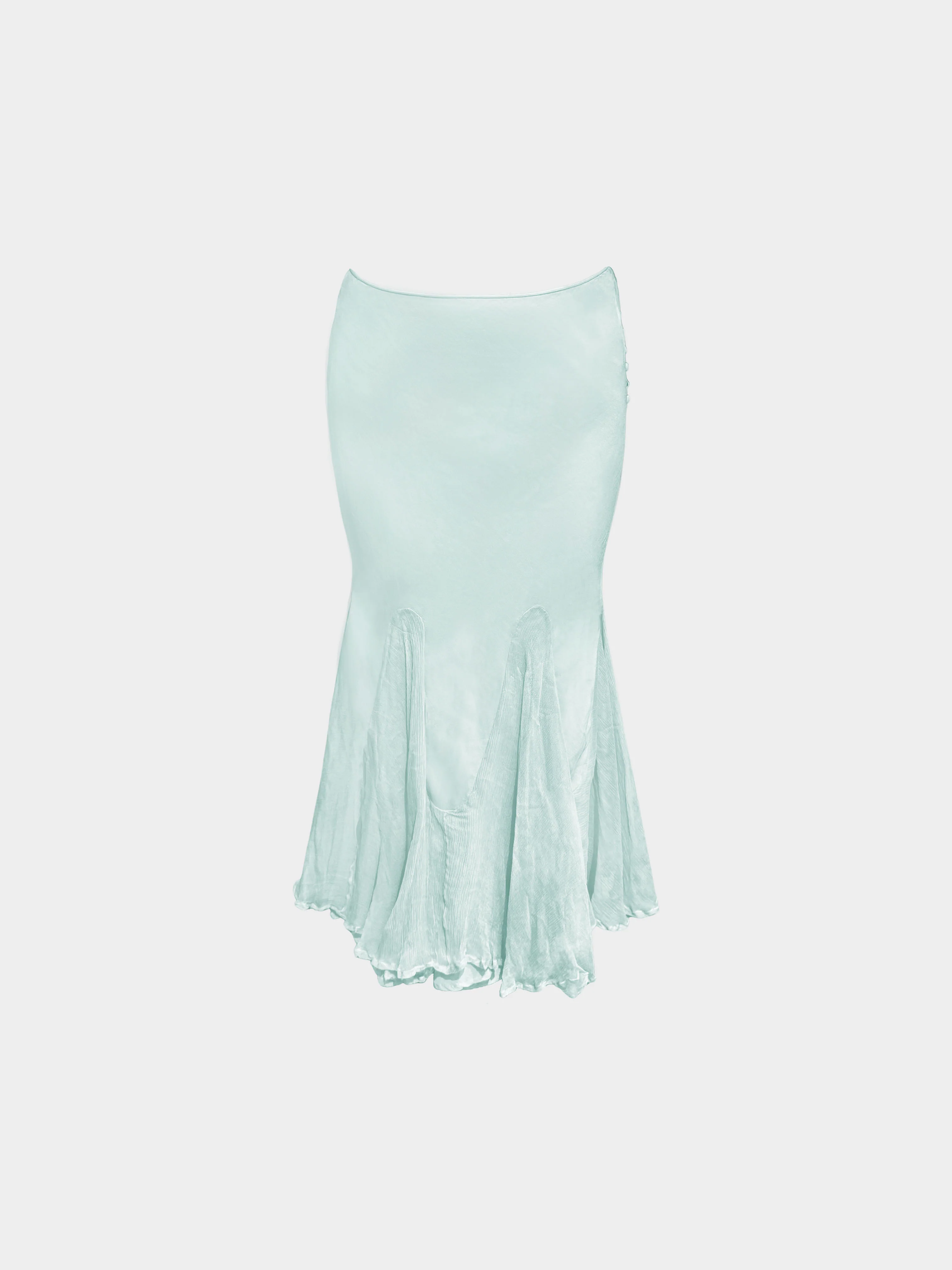 John Galliano Late 1990s Blue Silk Flared Mermaid Long Skirt