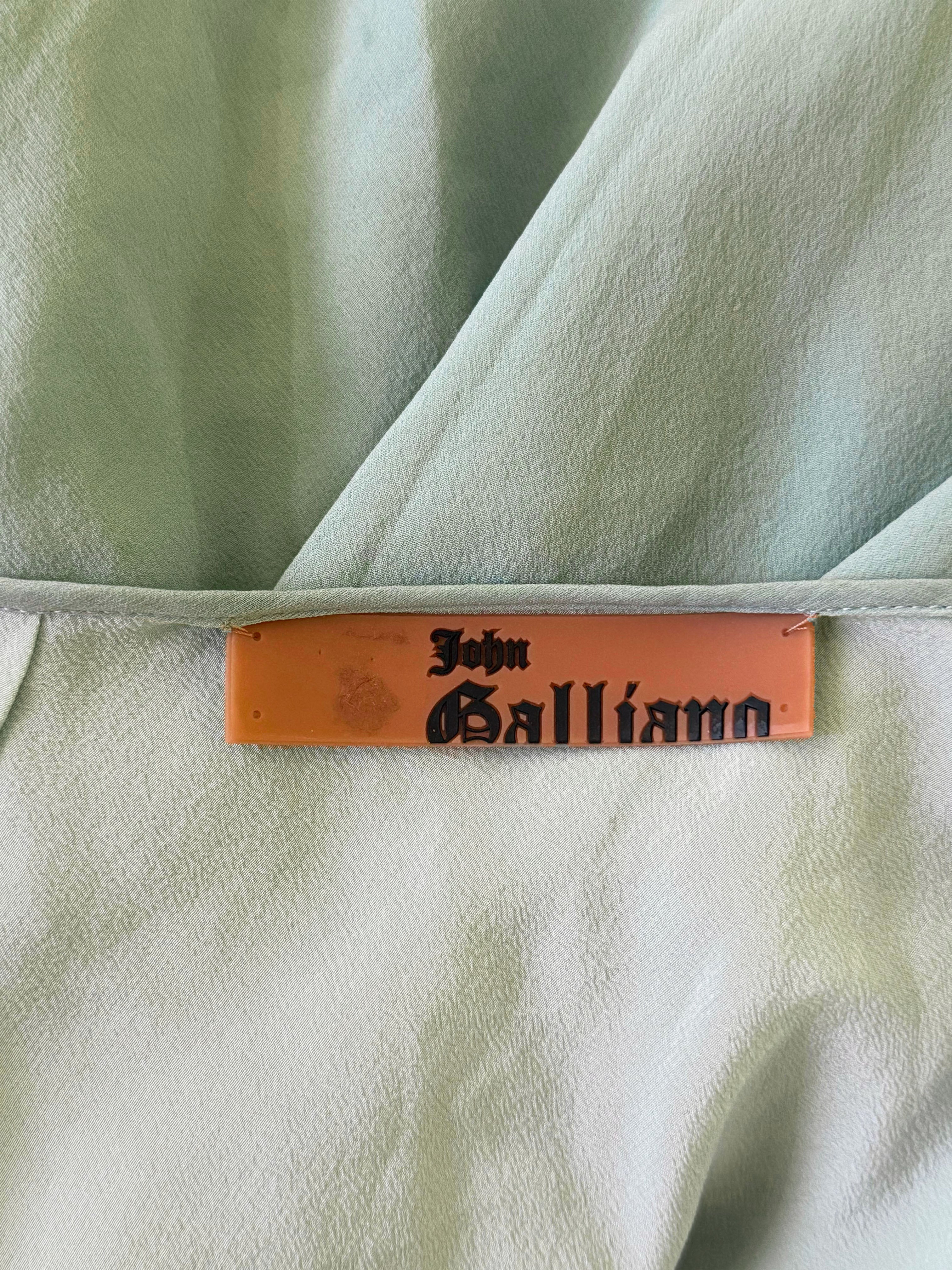 John Galliano Late 1990s Blue Silk Flared Mermaid Long Skirt - Image 3