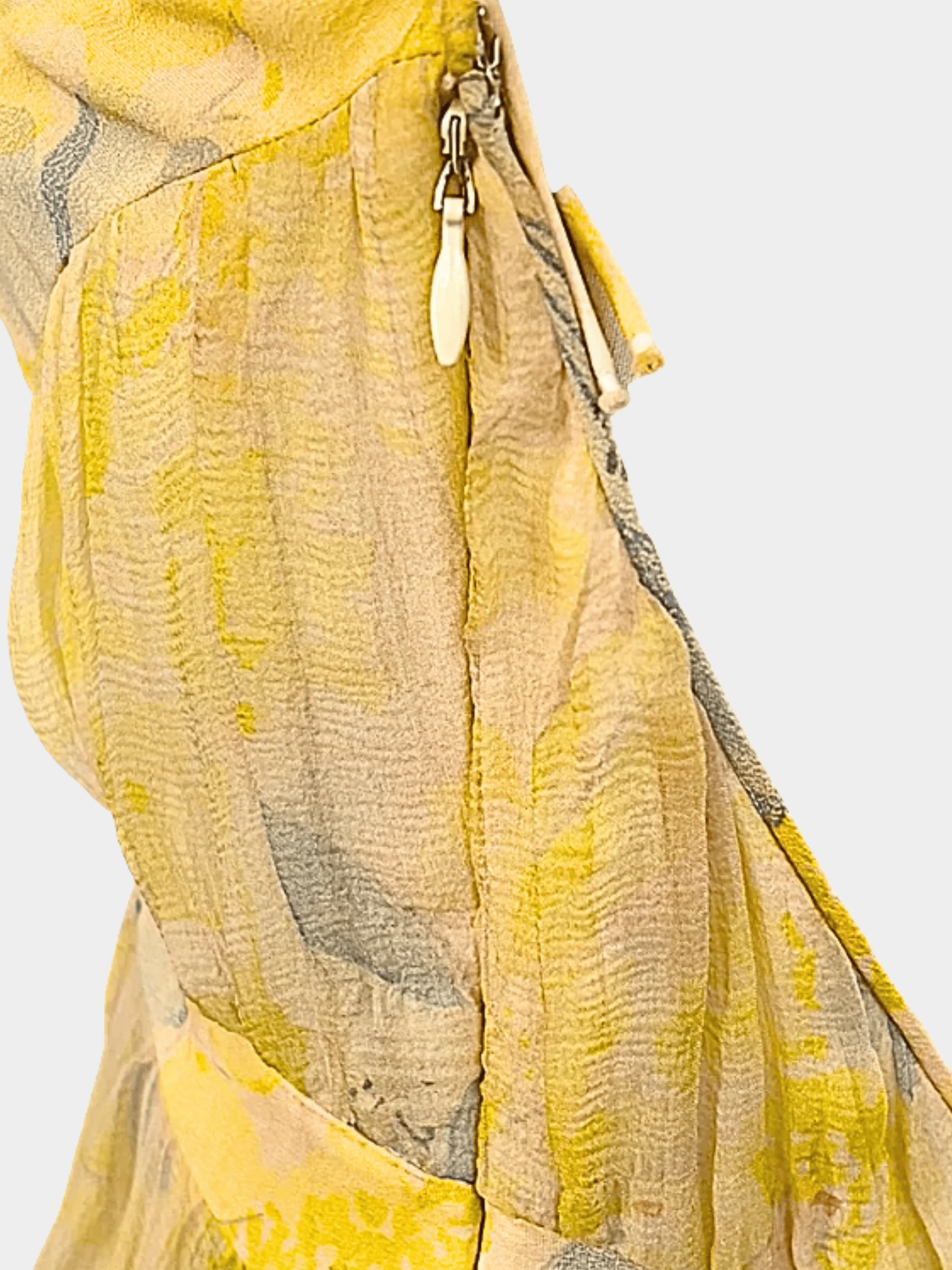 John Galliano SS 2003 Yellow Silk Layered Dress - Image 5