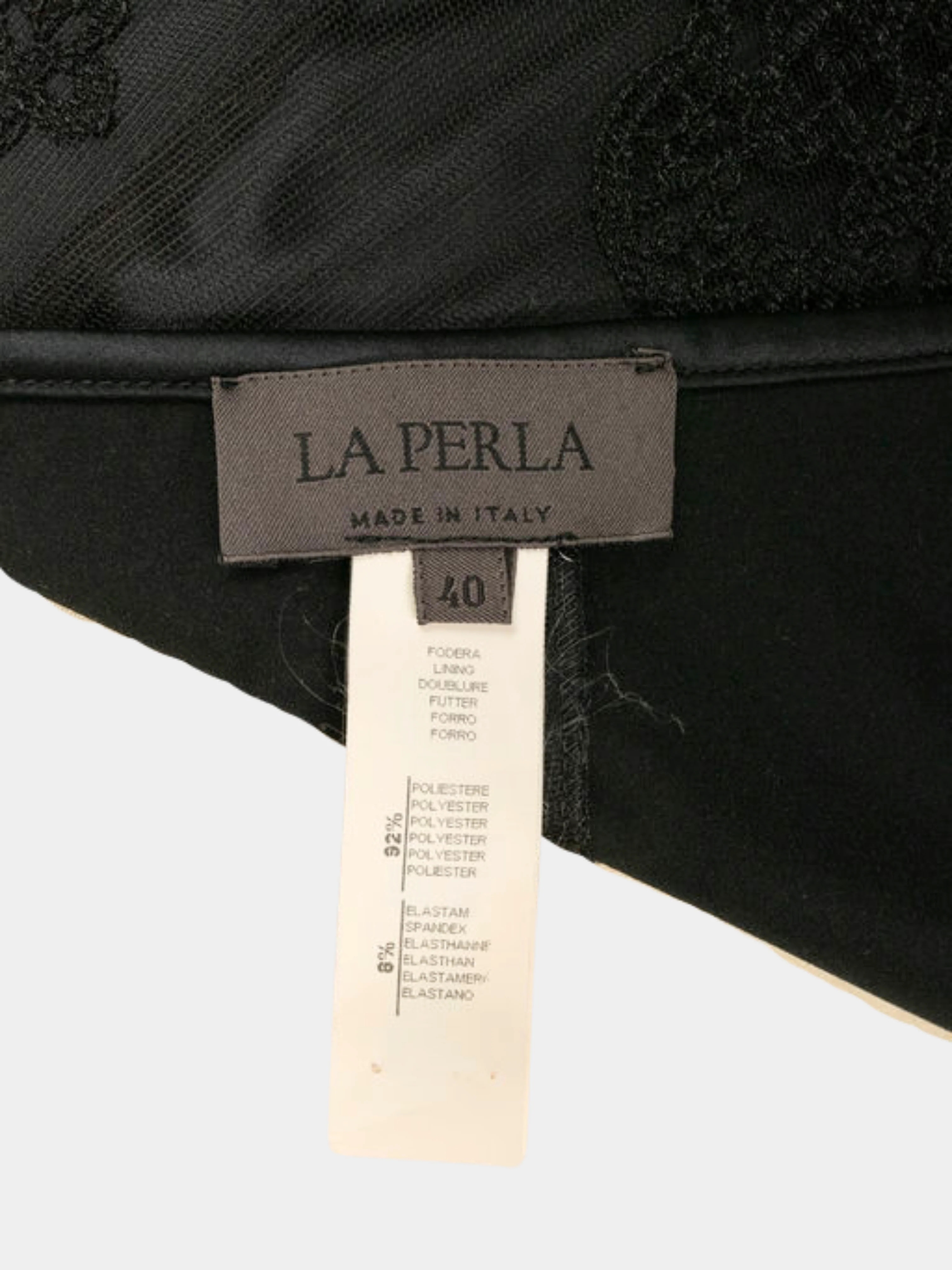 La Perla 2000s Black Satin Embroidered Pants - Image 3