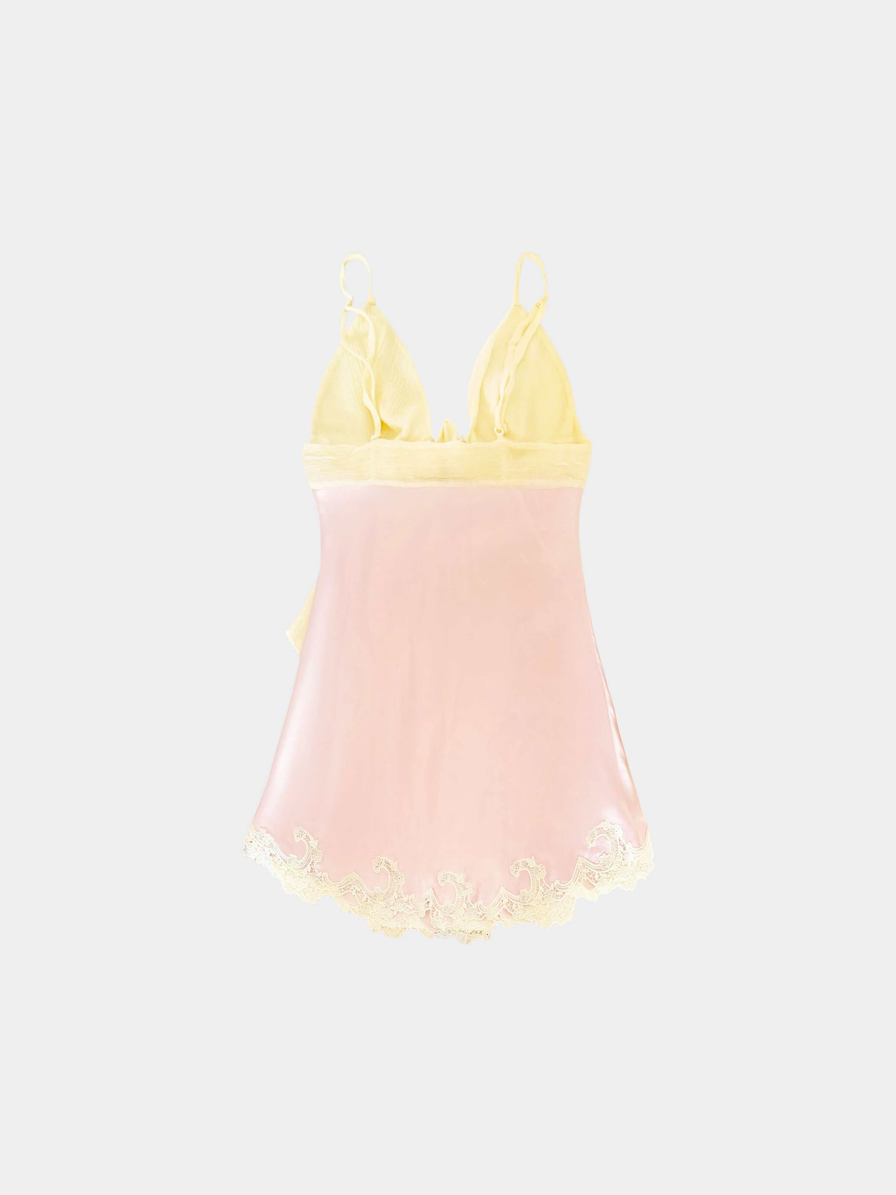 La Perla 2000s Pink and Yellow Silk Satin Lace Mini Dress/Top - Image 2