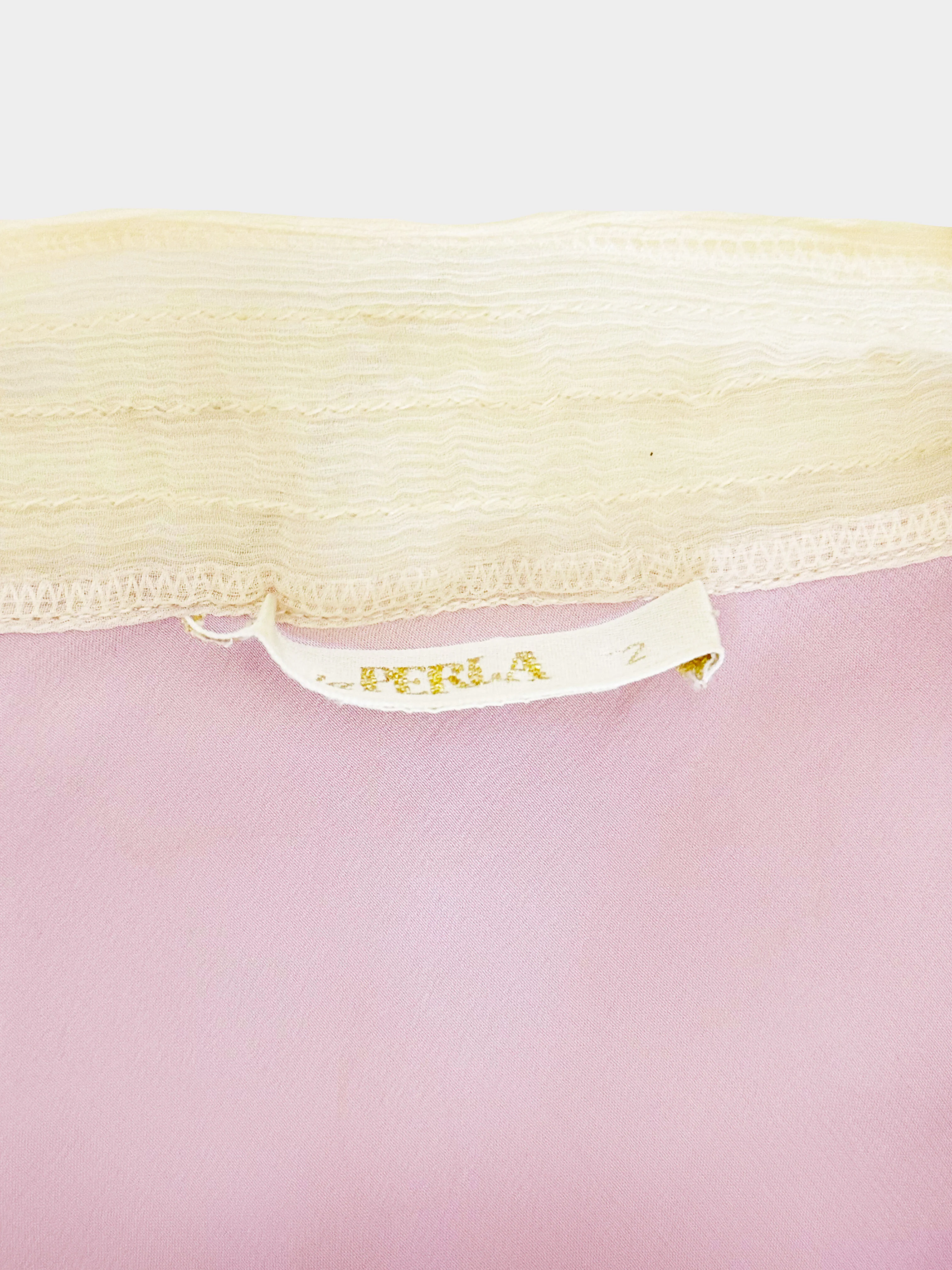 La Perla 2000s Pink and Yellow Silk Satin Lace Mini Dress/Top - Image 4