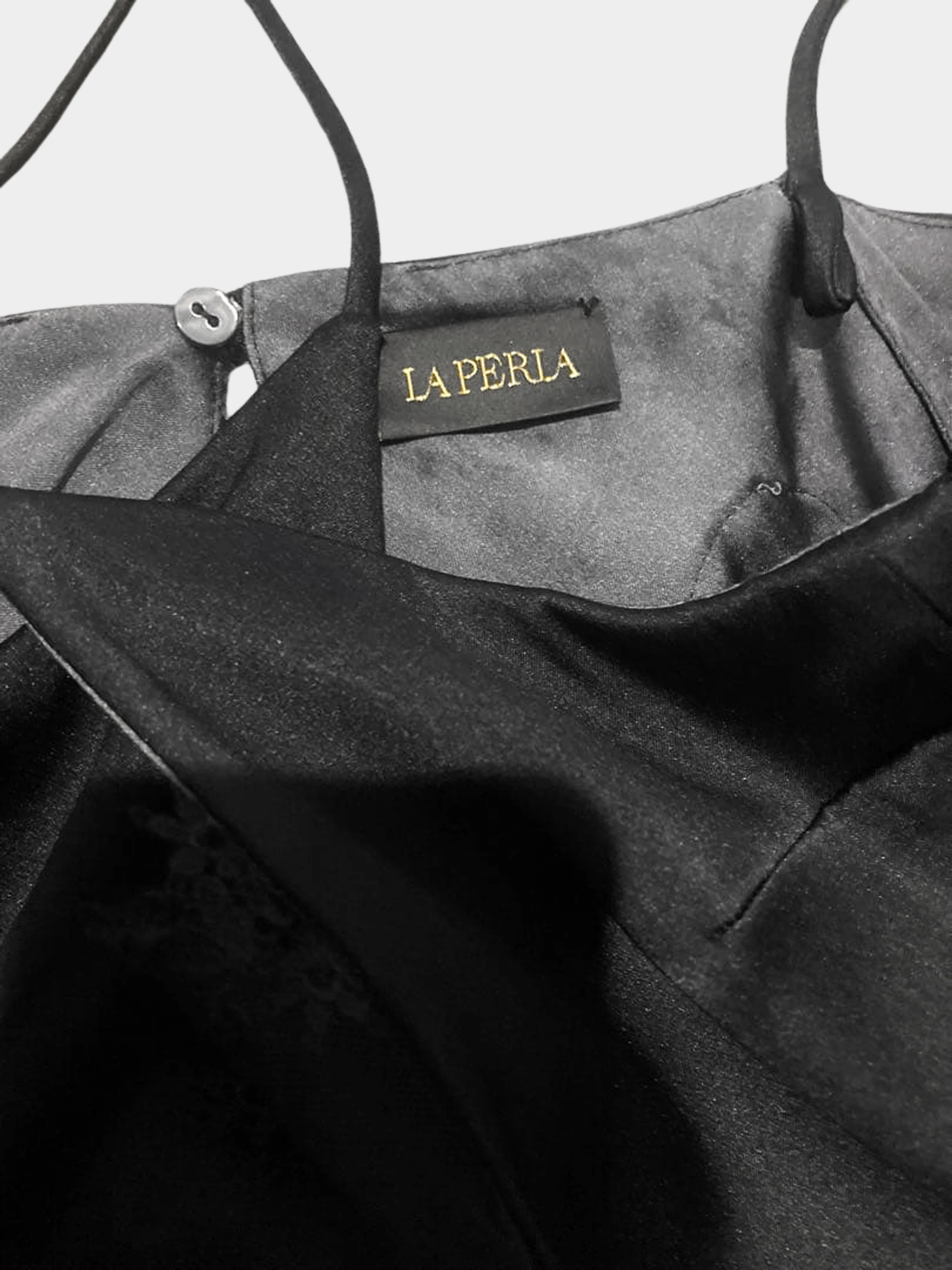 La Perla 2000s Rare Black and Grey Check Pattern and Lace Cami Top - Image 2
