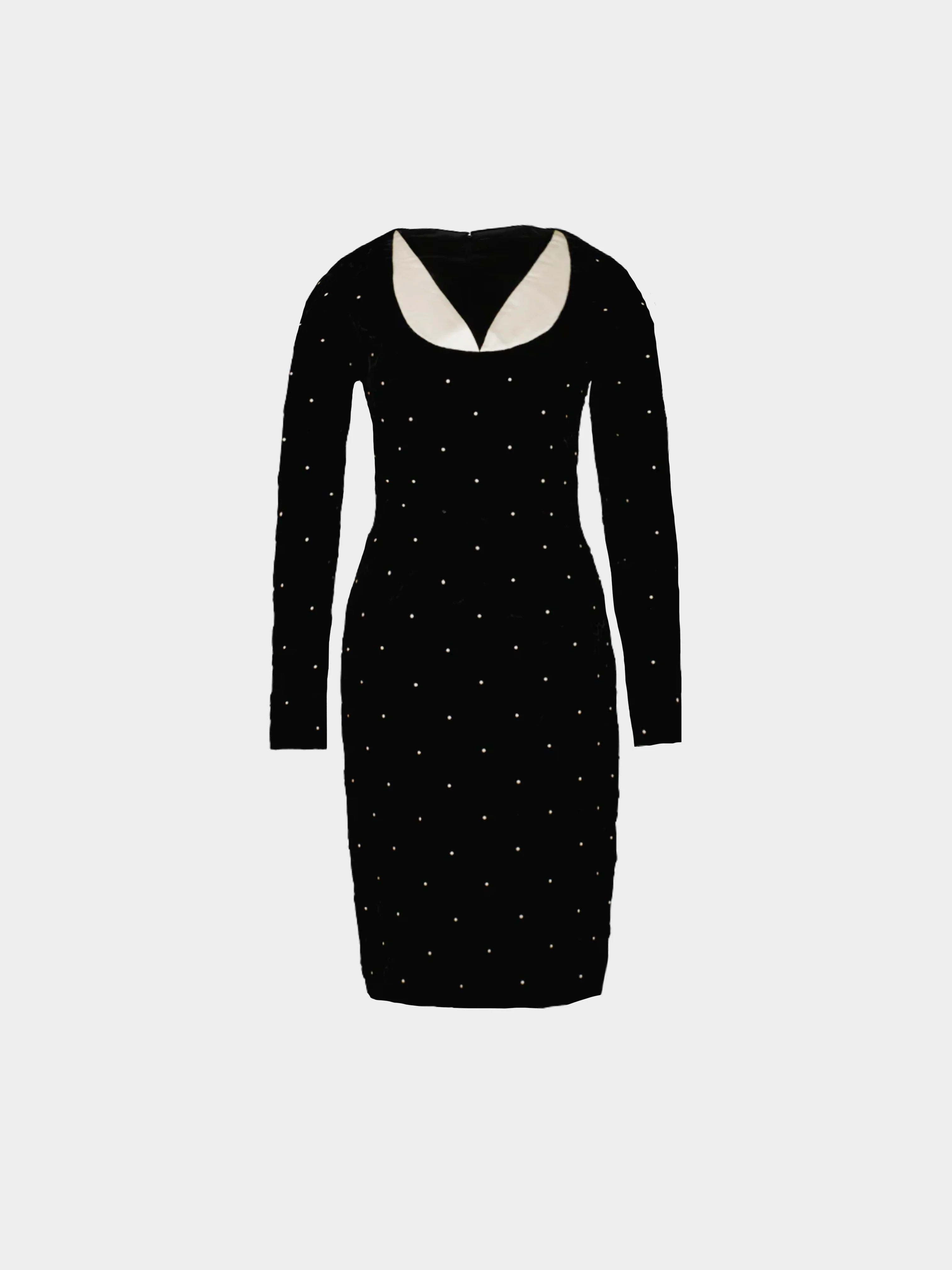 Lanvin 1990s Black Velvet and Pearl Dress