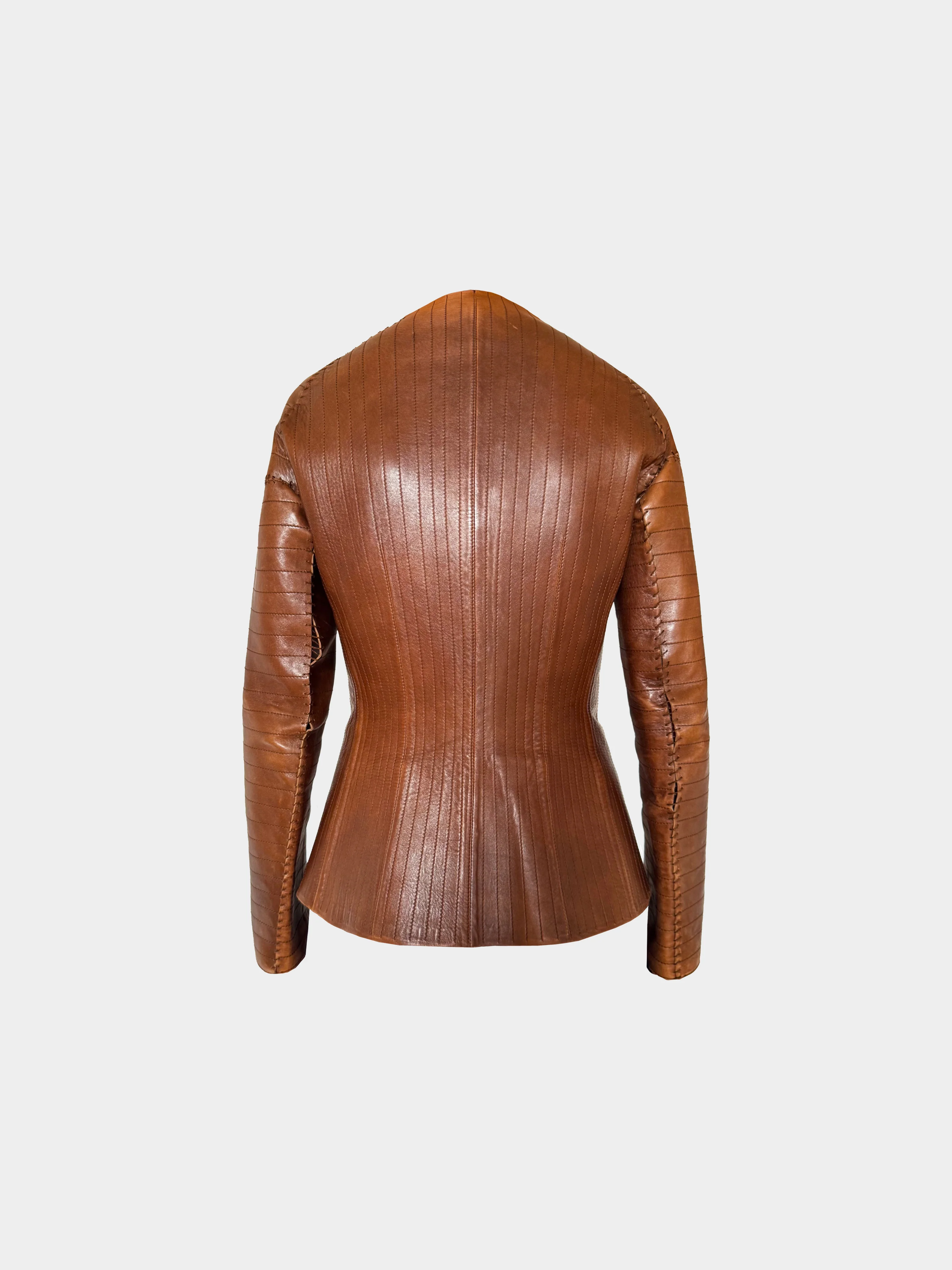 Lanvin 2003 Brown Leather Zip-up Jacket - Image 2