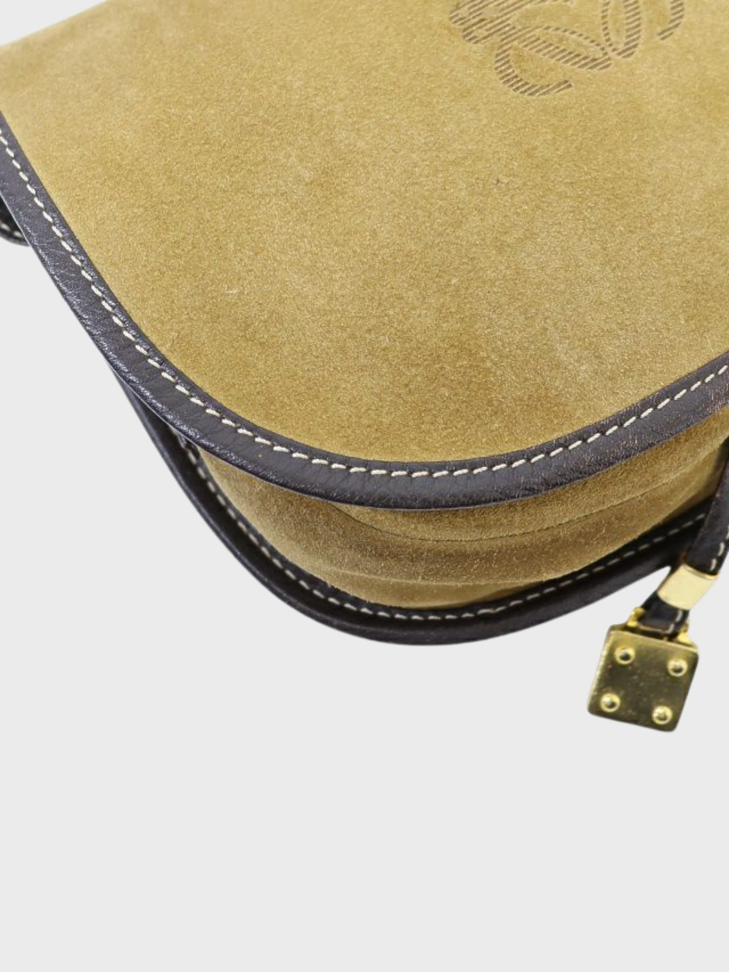 Loewe 2000s Beige Brown Anagram Suede Shoulder Bag - Image 6