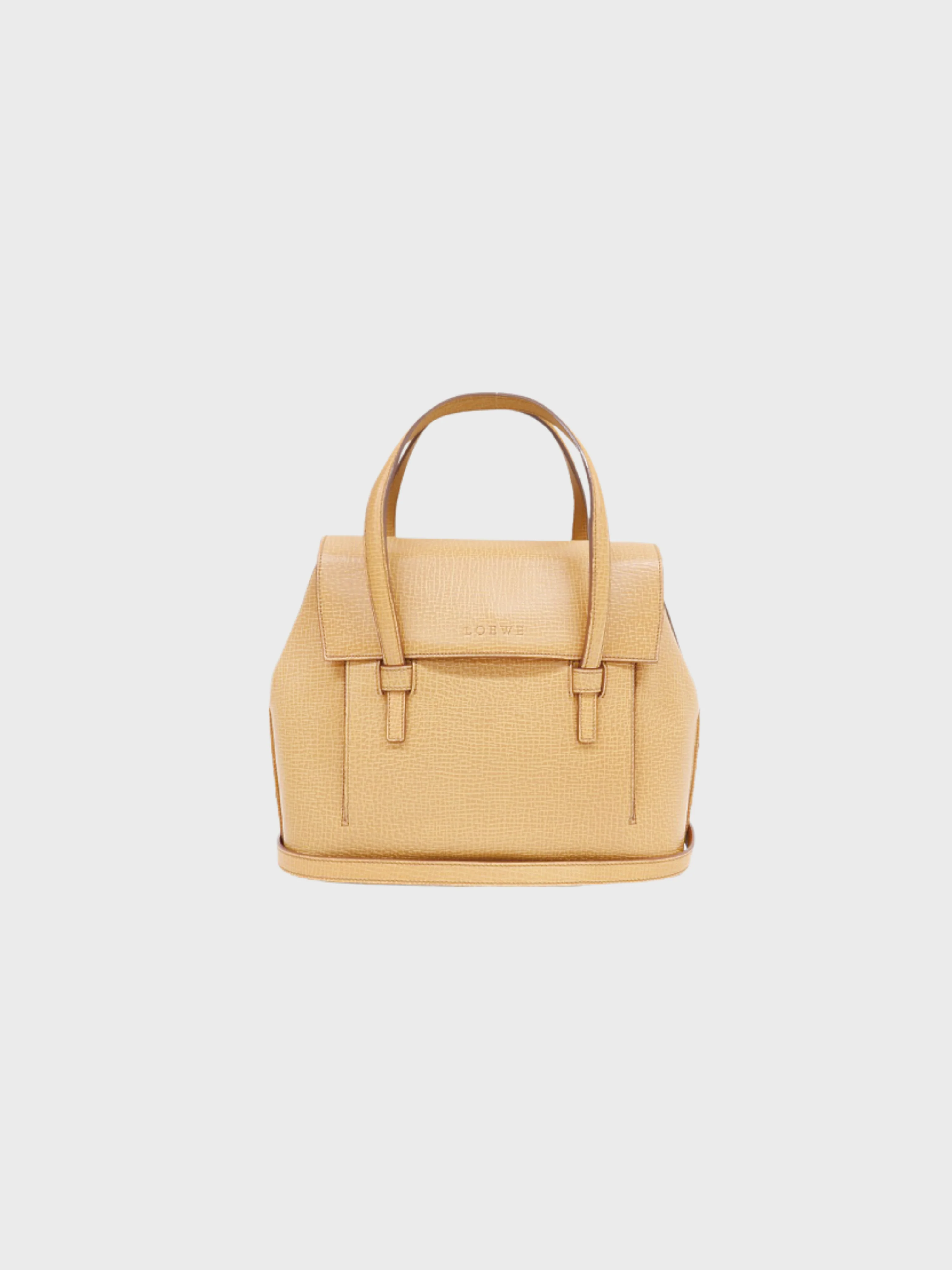 Loewe 1990s Beige Leather Logo 2Way Bag