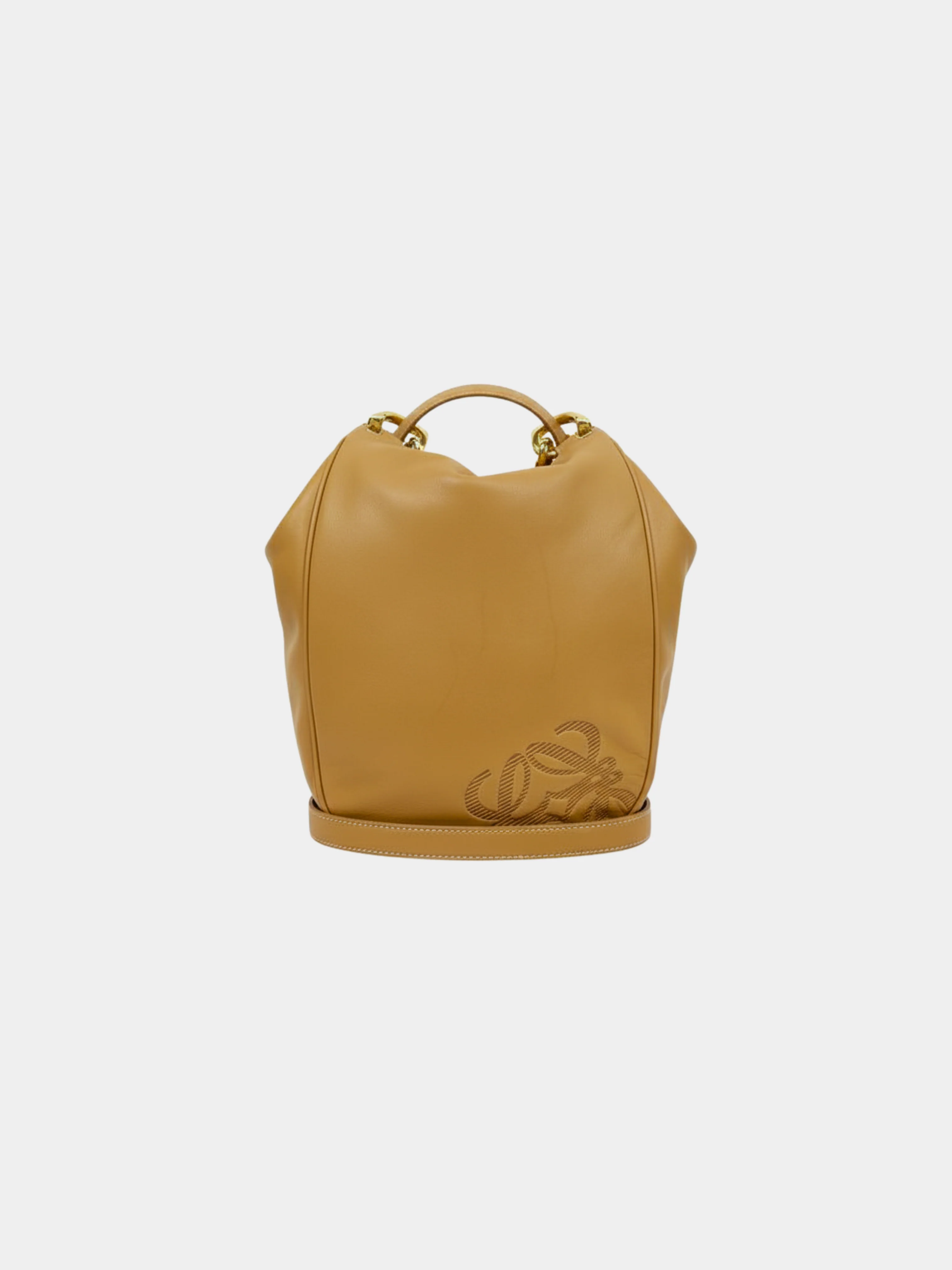 Loewe 2000s Beige Nappa Leather Anagram Shoulder Bag