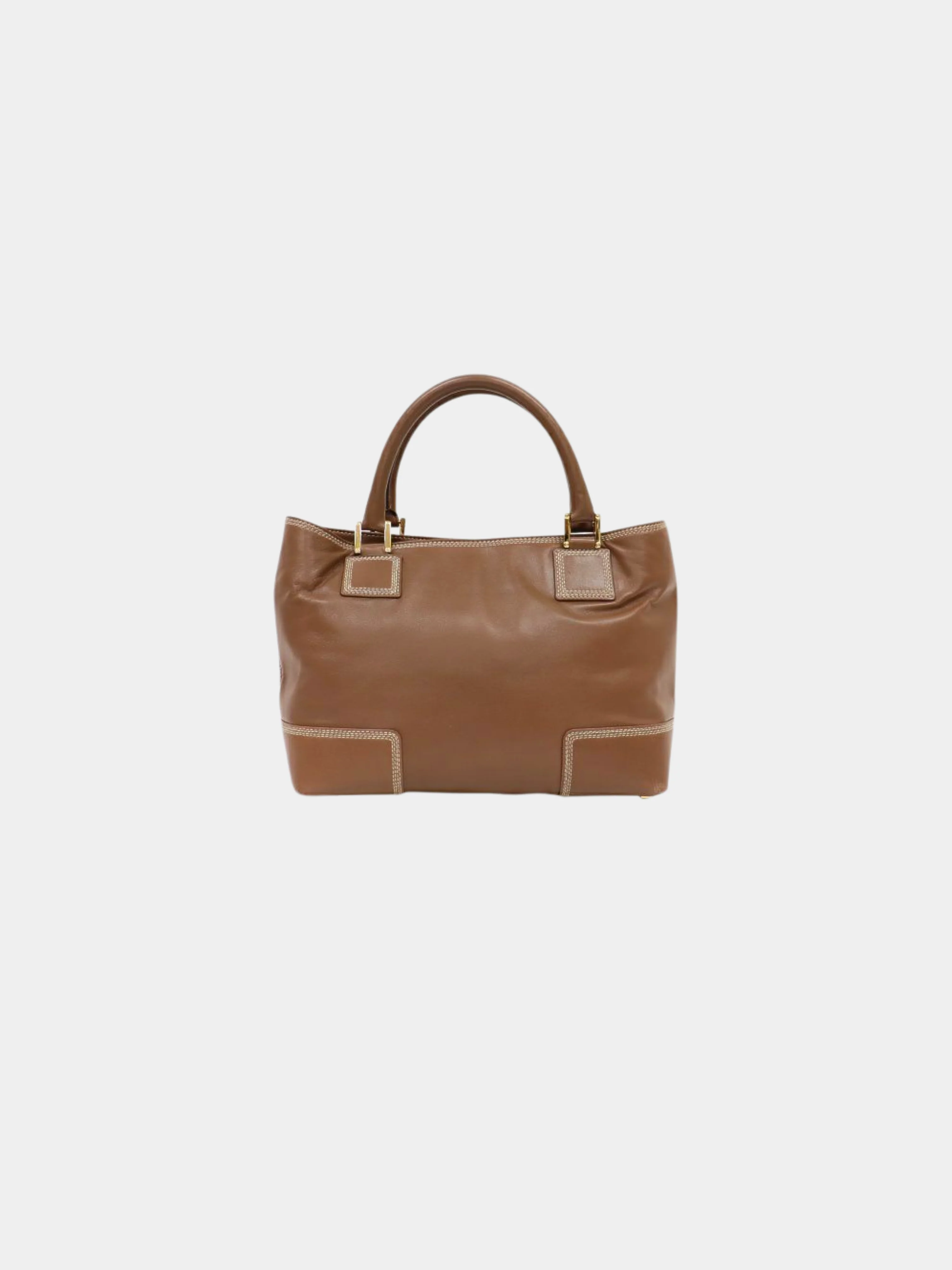 Loewe 2000s Brown Anagram Stitch Leather Handbag - Image 2