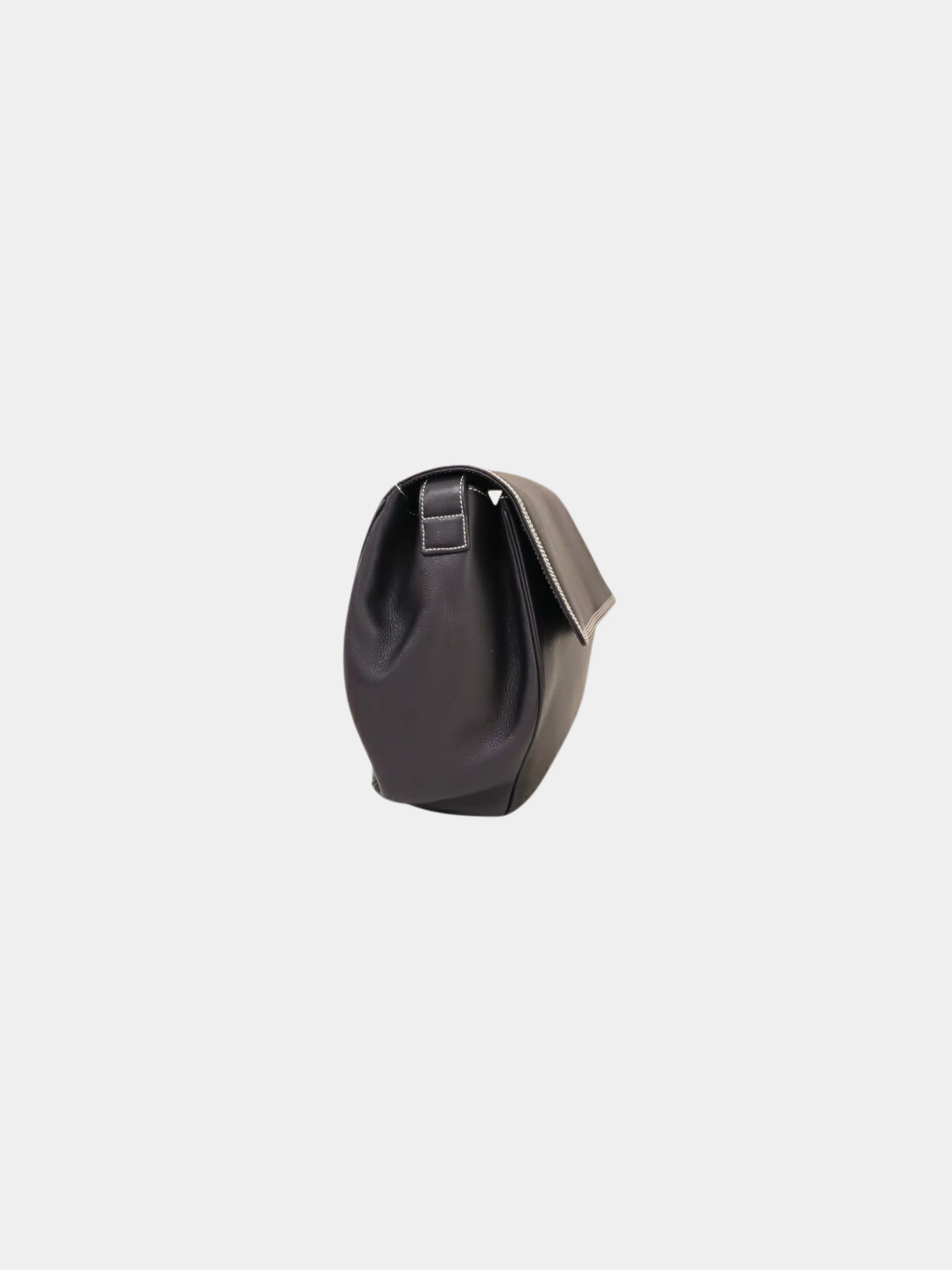 Loewe 2000s Dark Navy Leather Anagram Shoulder Bag - Image 3