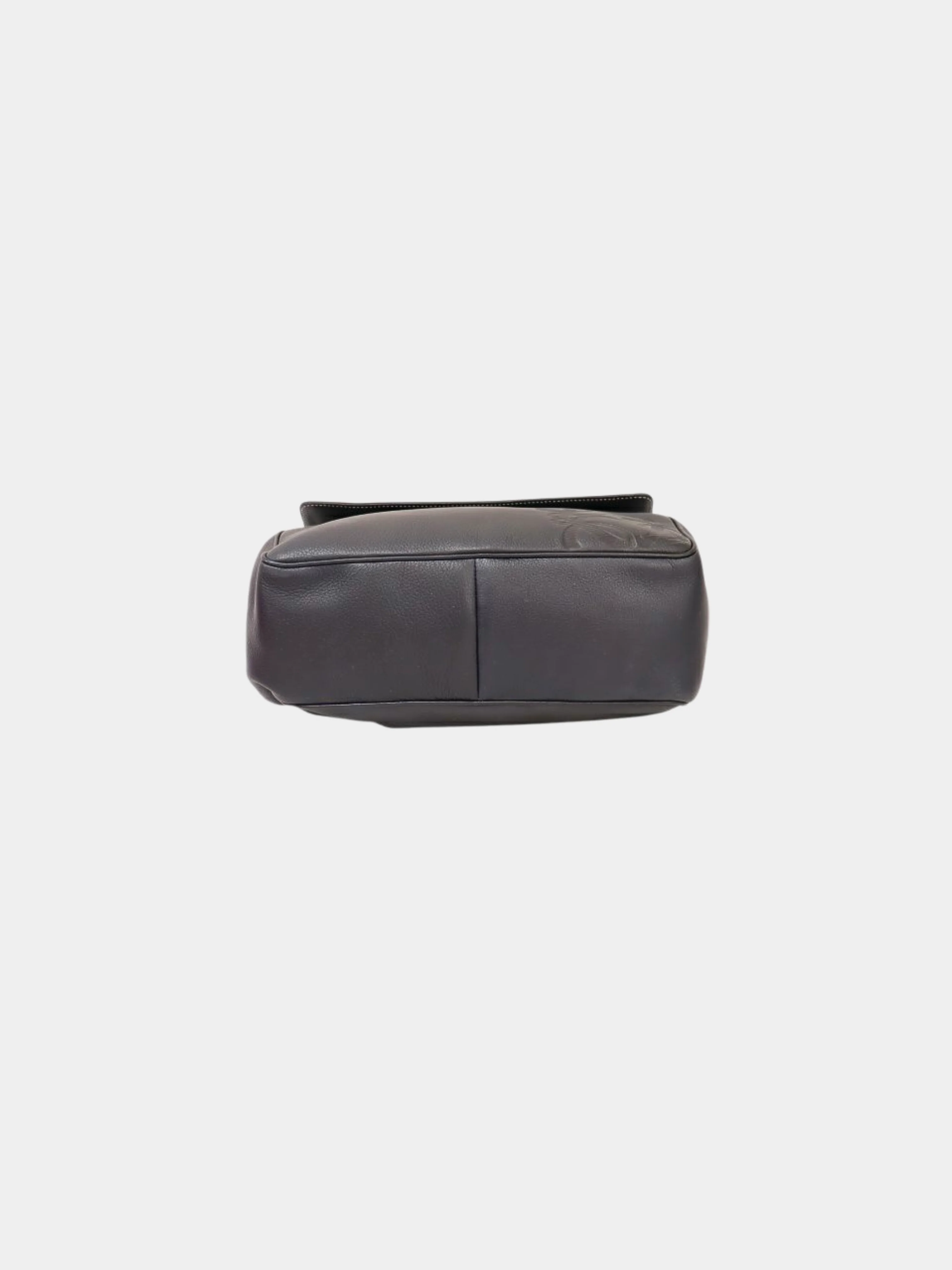 Loewe 2000s Dark Navy Leather Anagram Shoulder Bag - Image 4