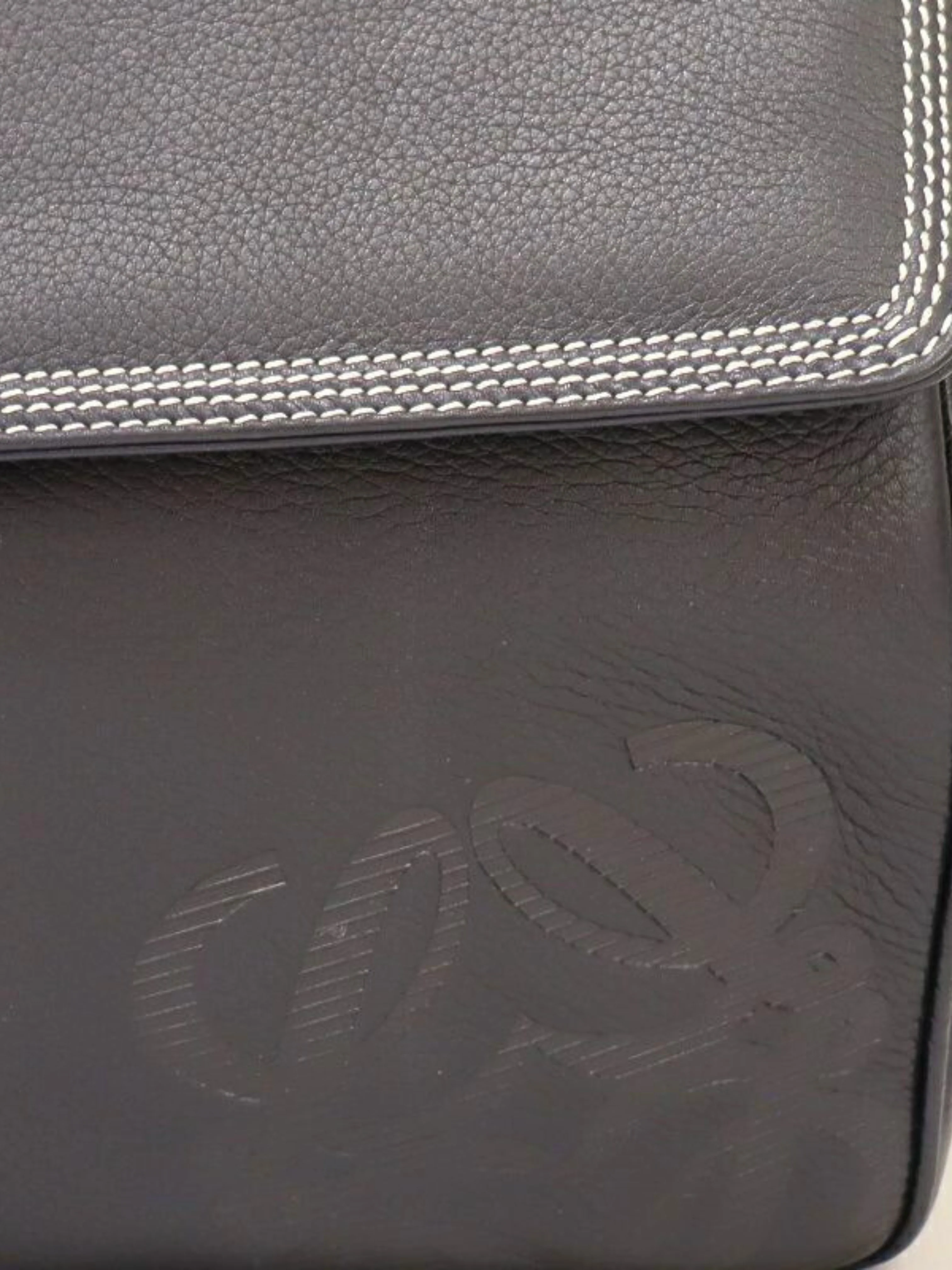 Loewe 2000s Dark Navy Leather Anagram Shoulder Bag - Image 7