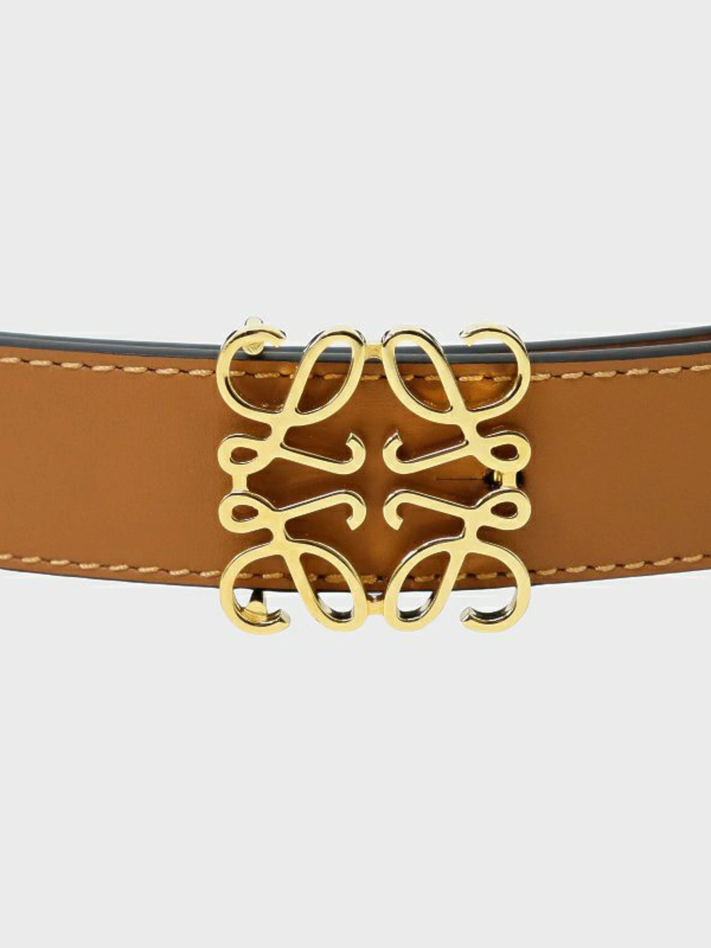 Loewe 2000s Gold Brown Leather Anagram Belt - Image 3