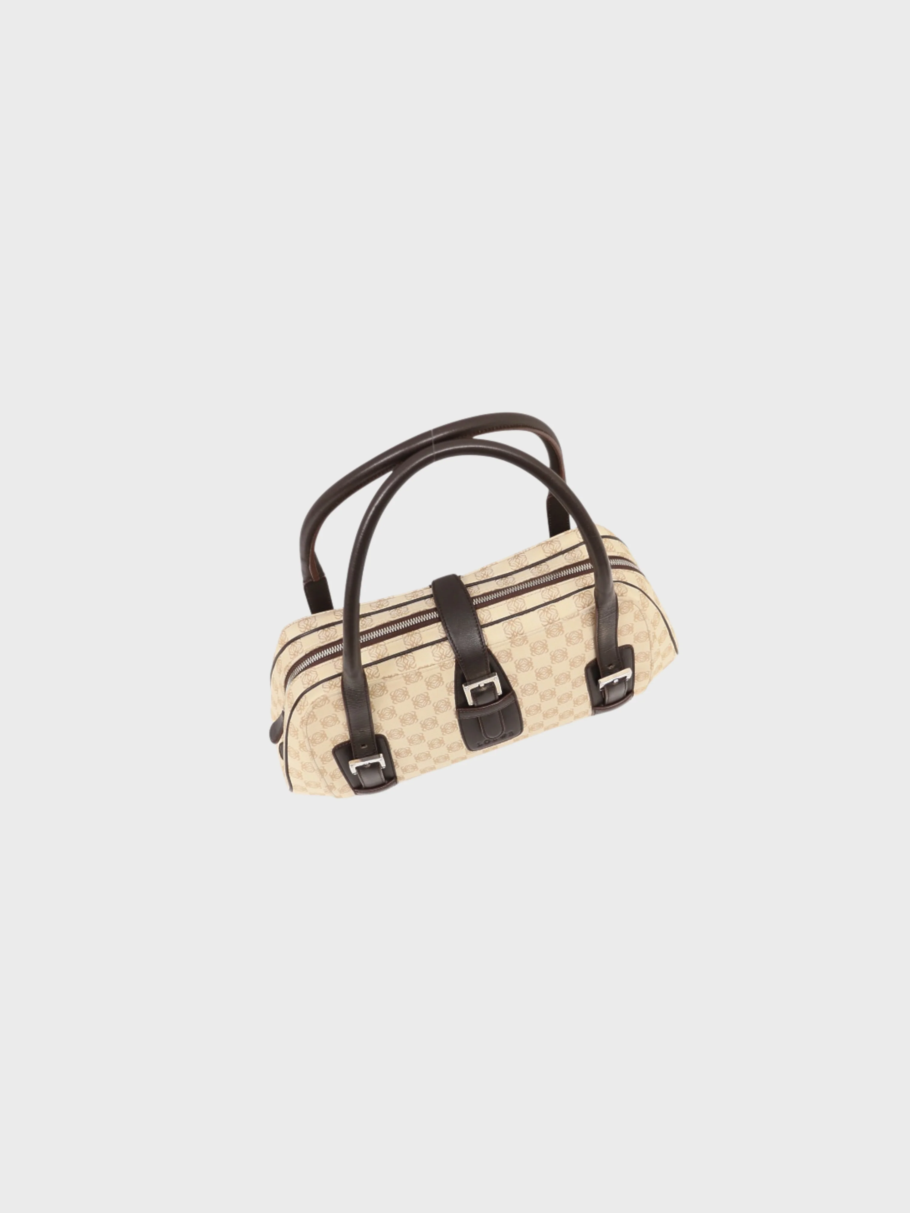 Loewe 2000s Ivory Brown Canvas Leather Senda Bag - Image 6