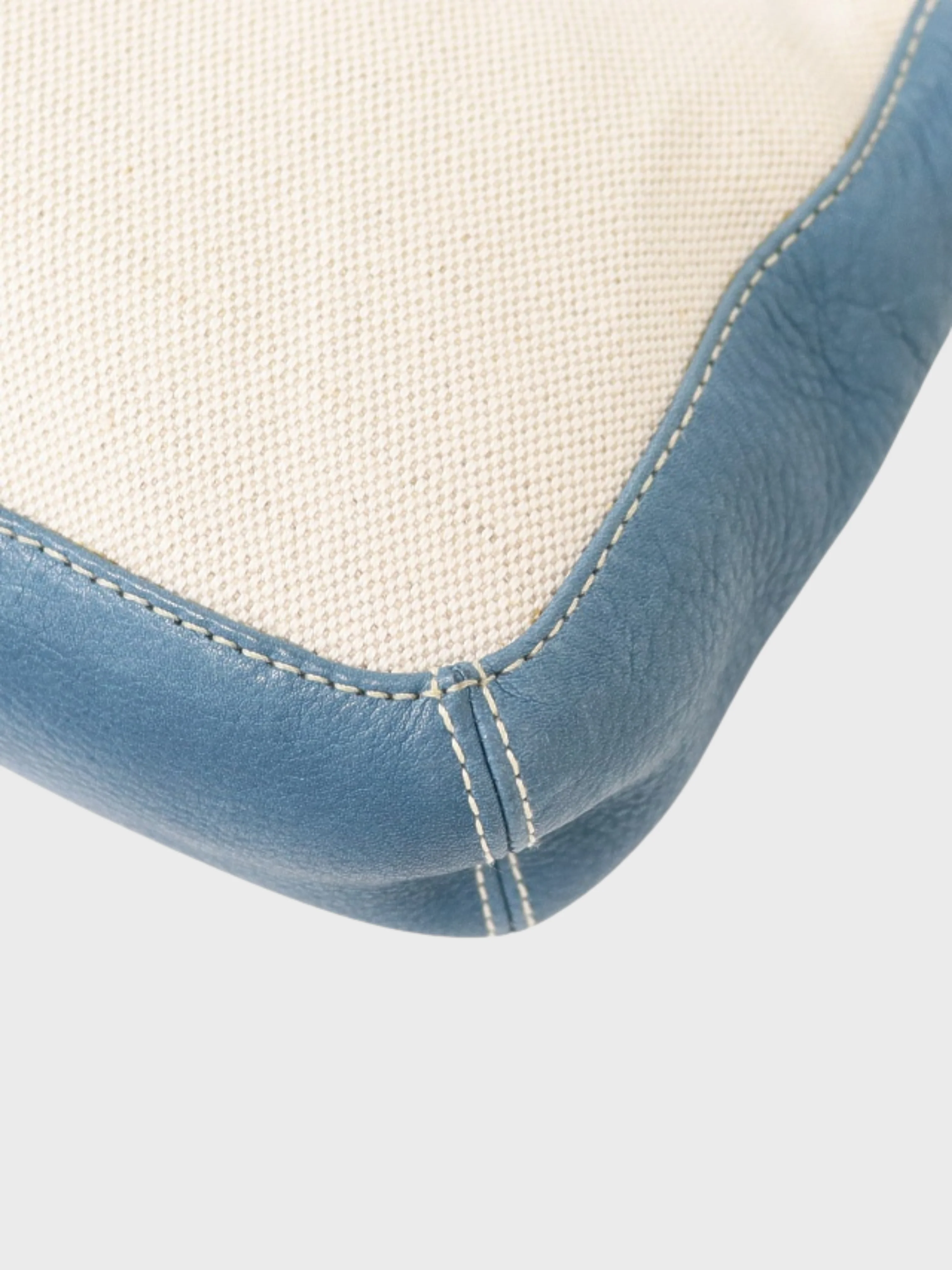 Loewe 2000s White Blue Canvas Leather Anagram Studded Shoulder Bag - Image 5