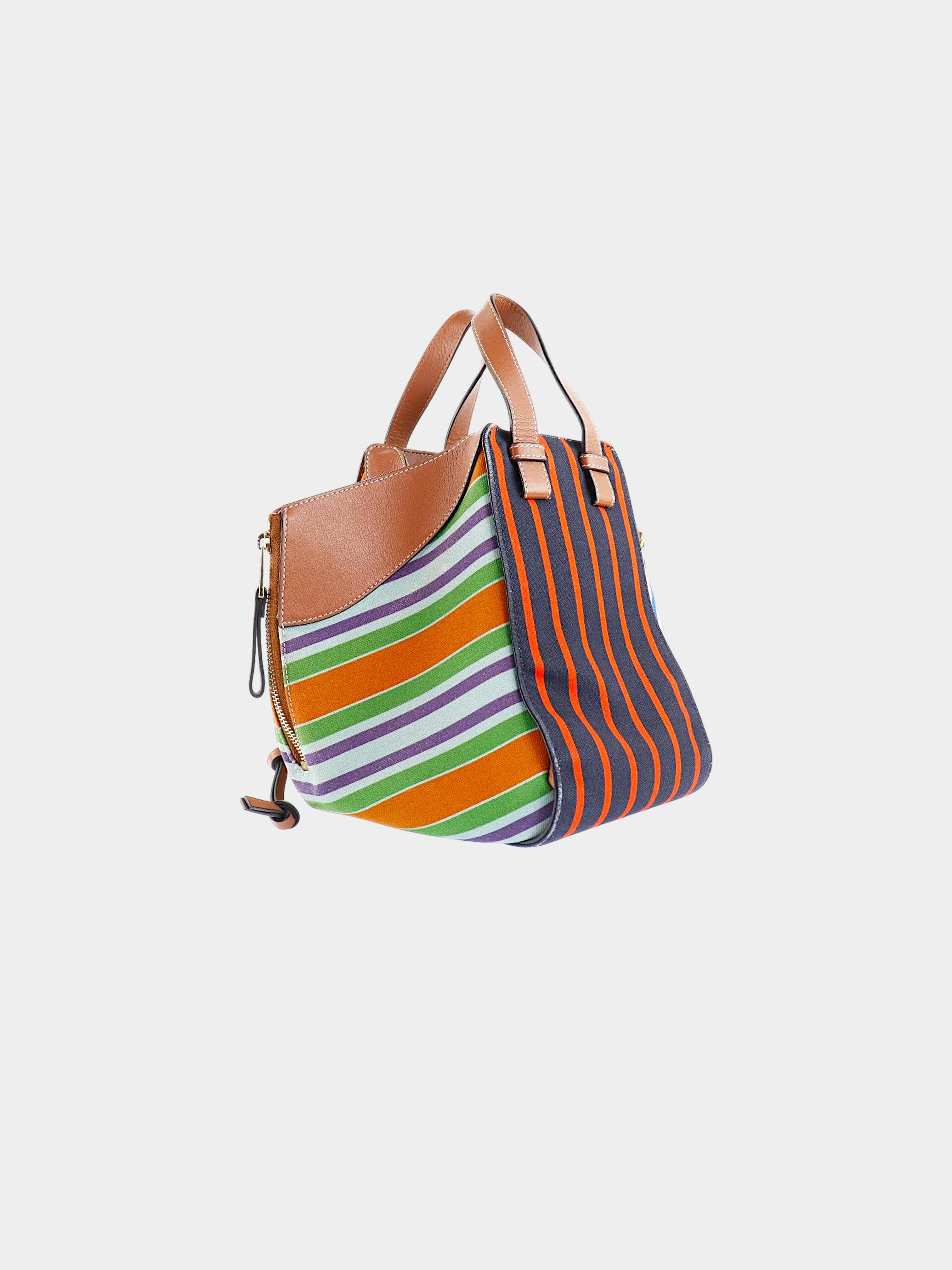Loewe 2018 Mixed Multicolor Stripes Canvas Hammock Bag - Image 3