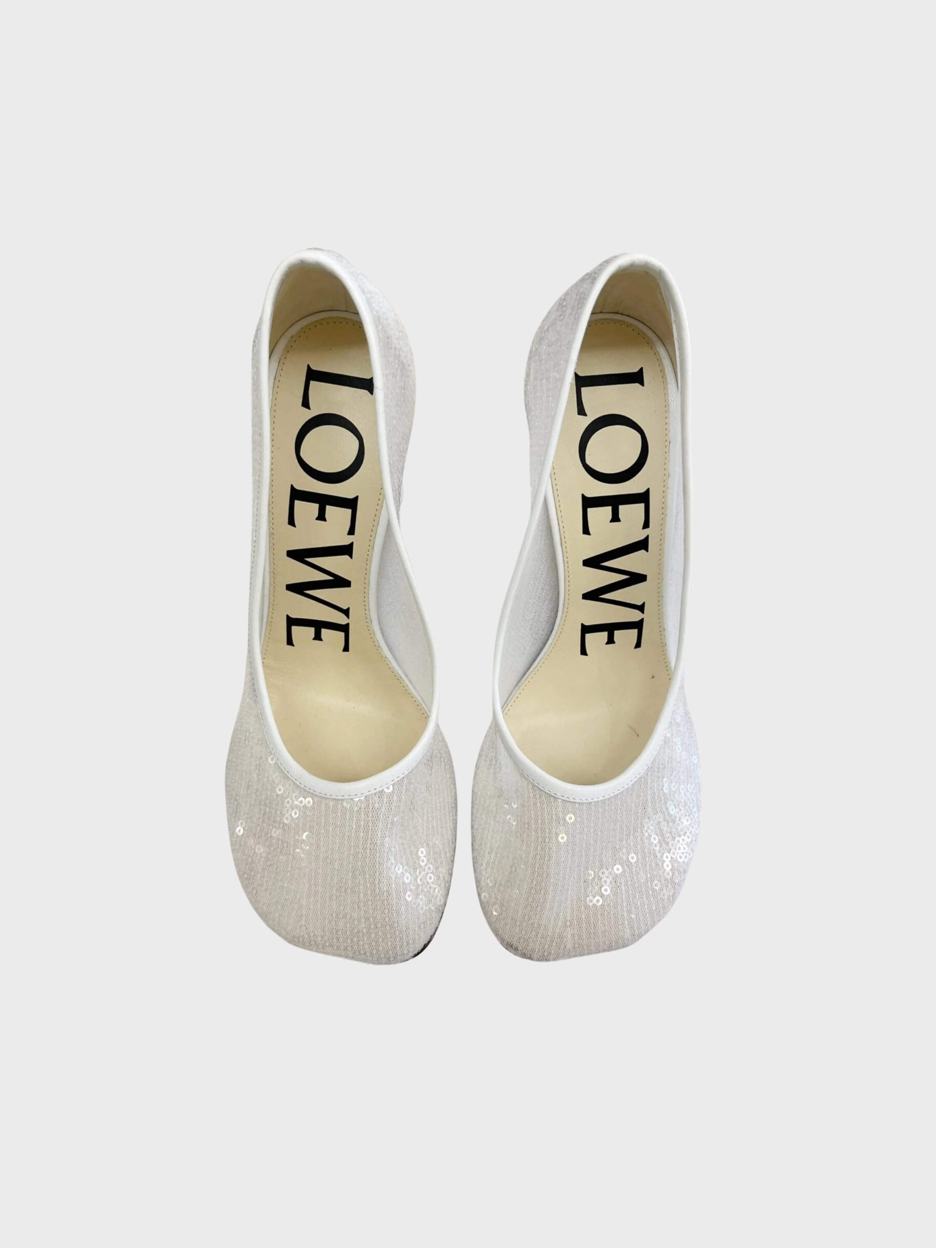 Loewe 2020s White Sequin Mesh Toy Pumps - Image 2