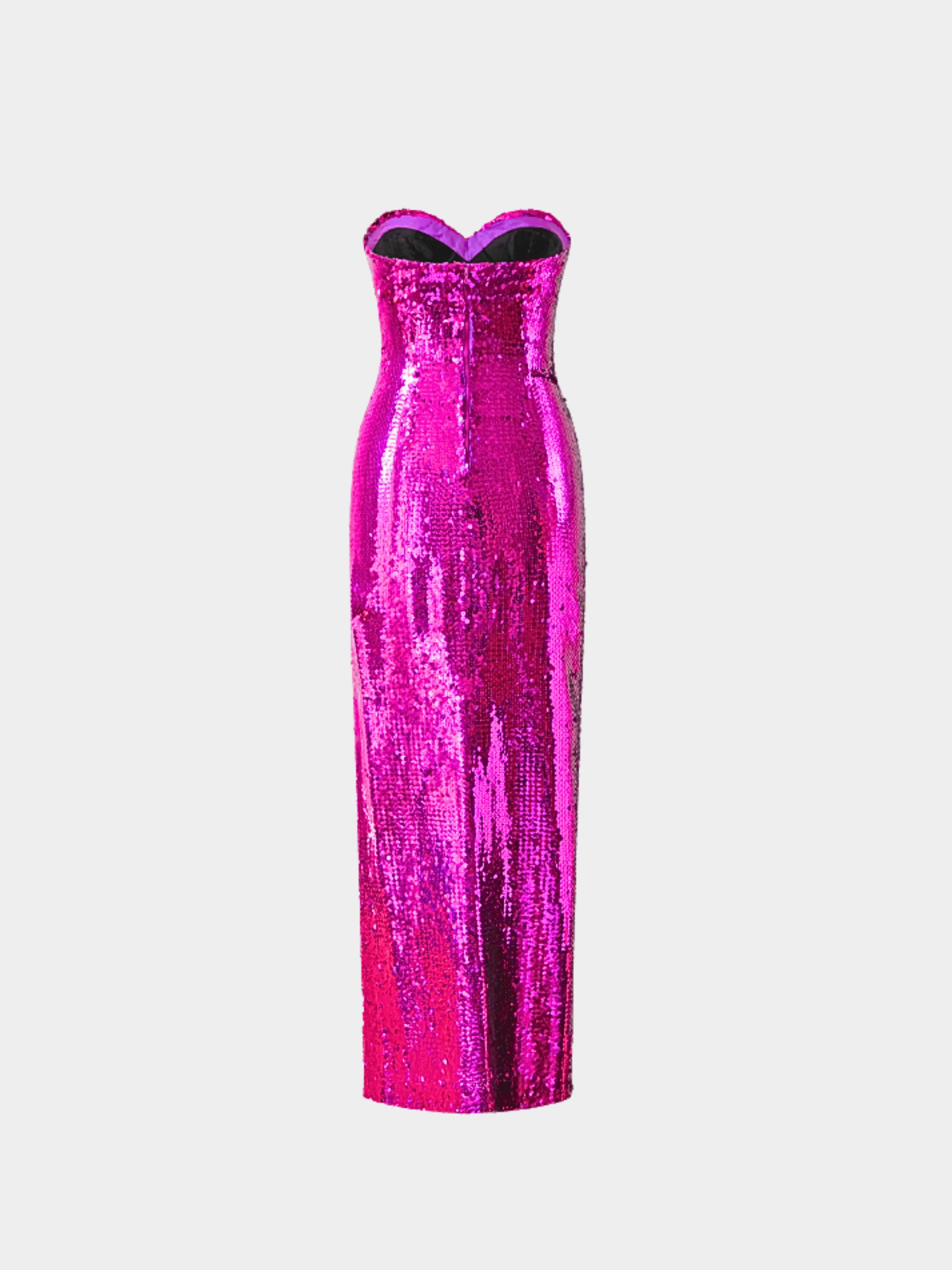 Loris Azzaro 1976 Fuschia Fully Beaded Gown - Image 2
