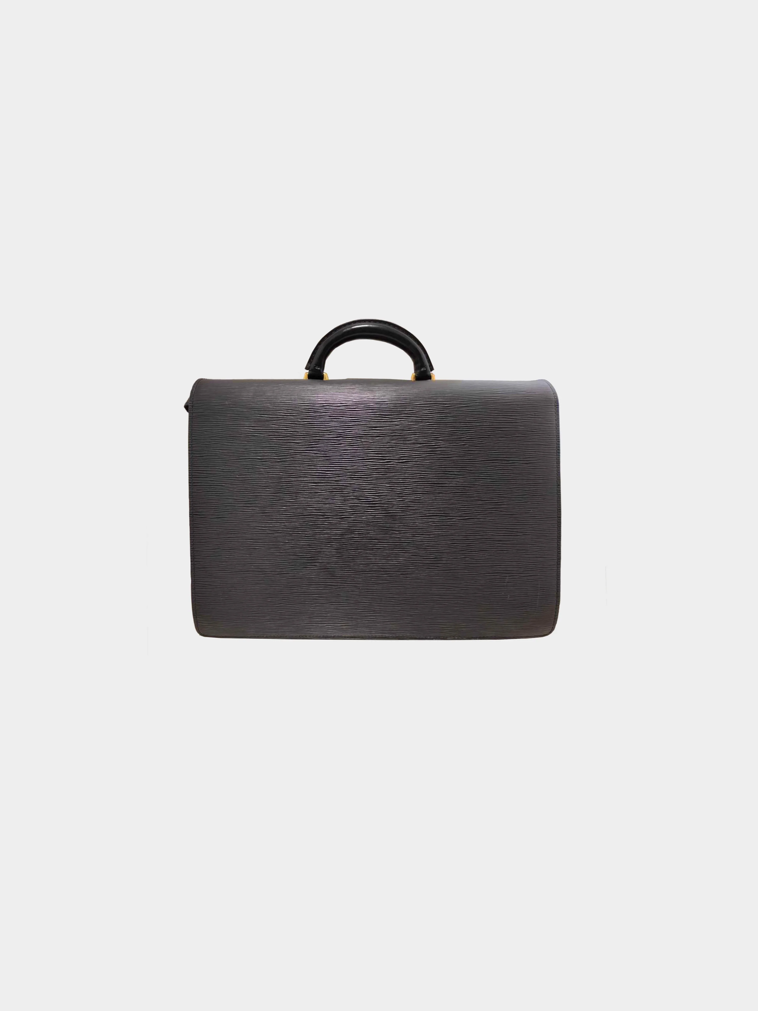 Louis Vuitton 2000 Black Epi Leather Serviette Fermoir Briefcase - Image 2
