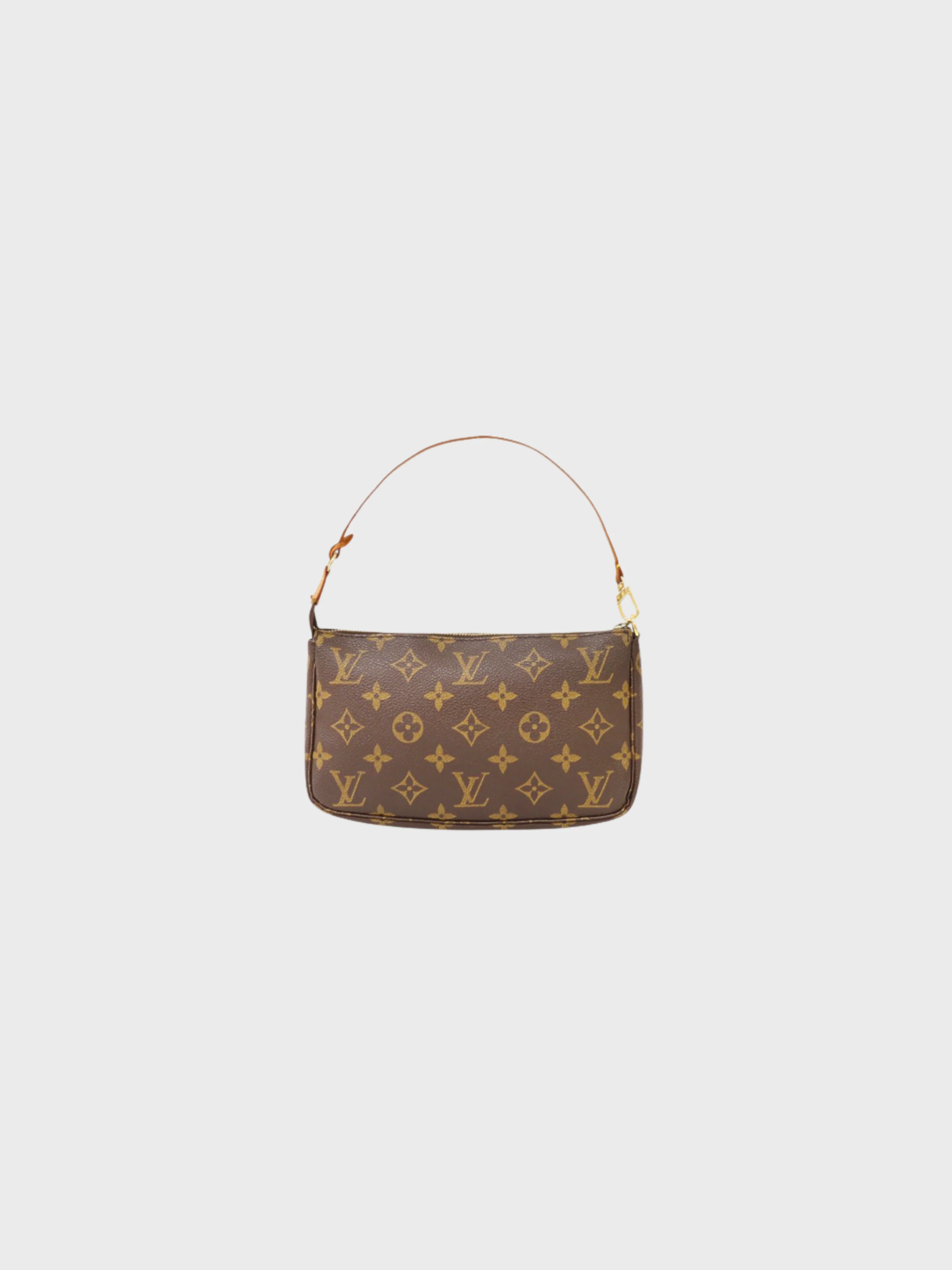 Louis Vuitton 2000 Brown Monogram Leather PVC Pochette Accessoires